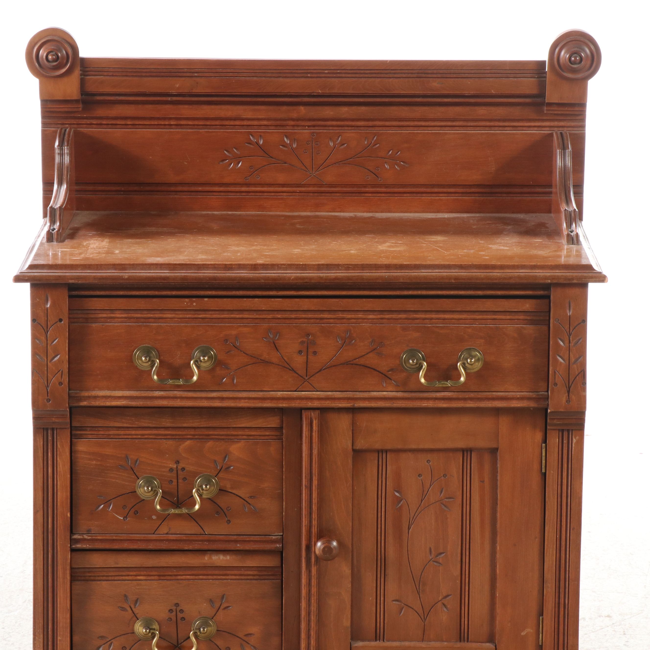 Antique Eastlake Sycamore Washstand