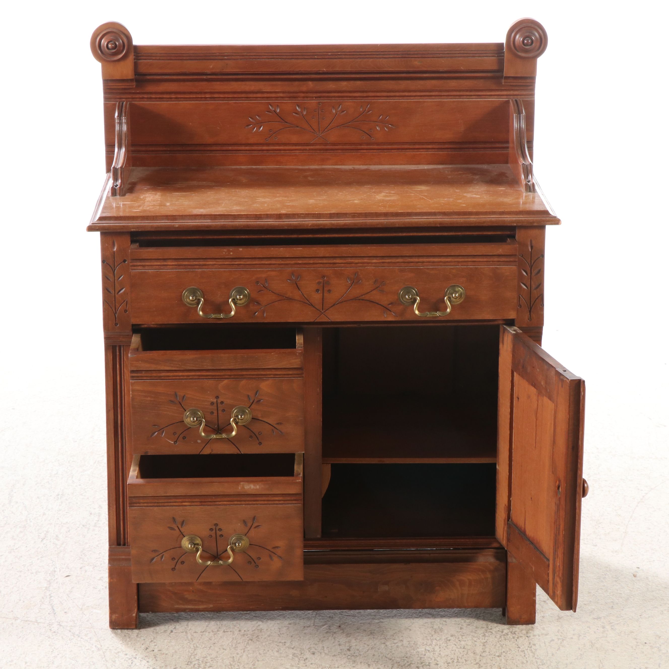 Antique Eastlake Sycamore Washstand