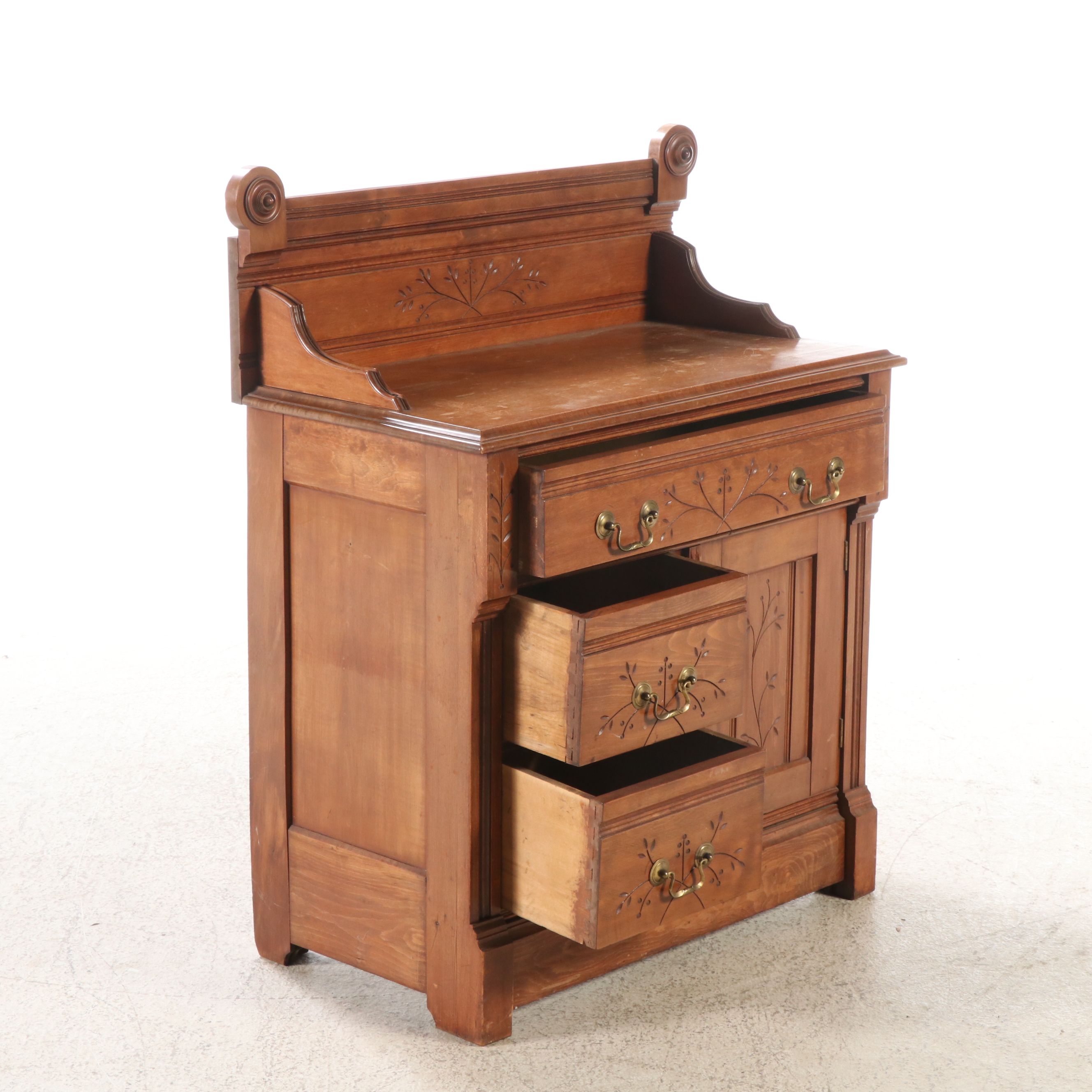 Antique Eastlake Sycamore Washstand