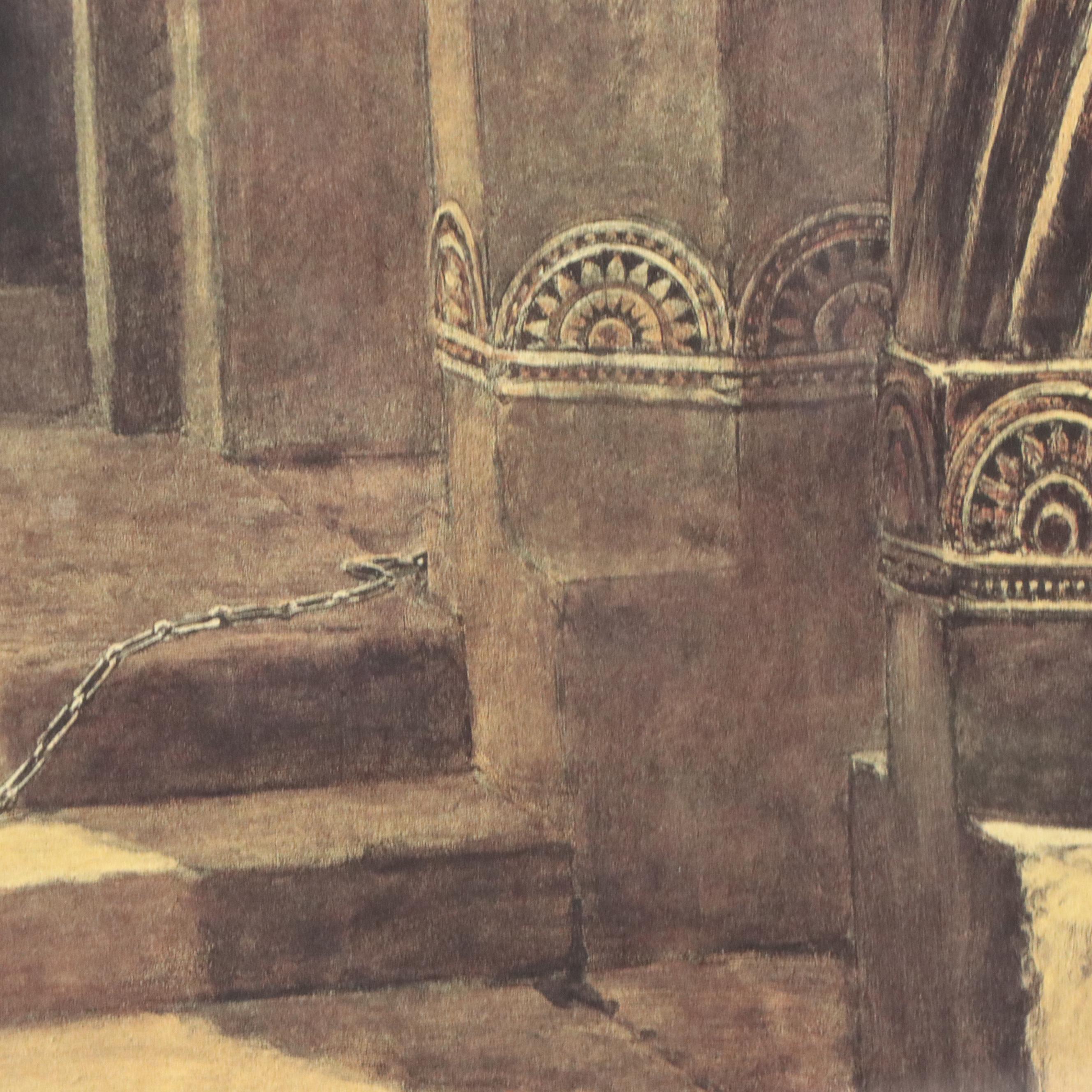 After Briton Rivière Offset Lithograph "Temple Leopards"