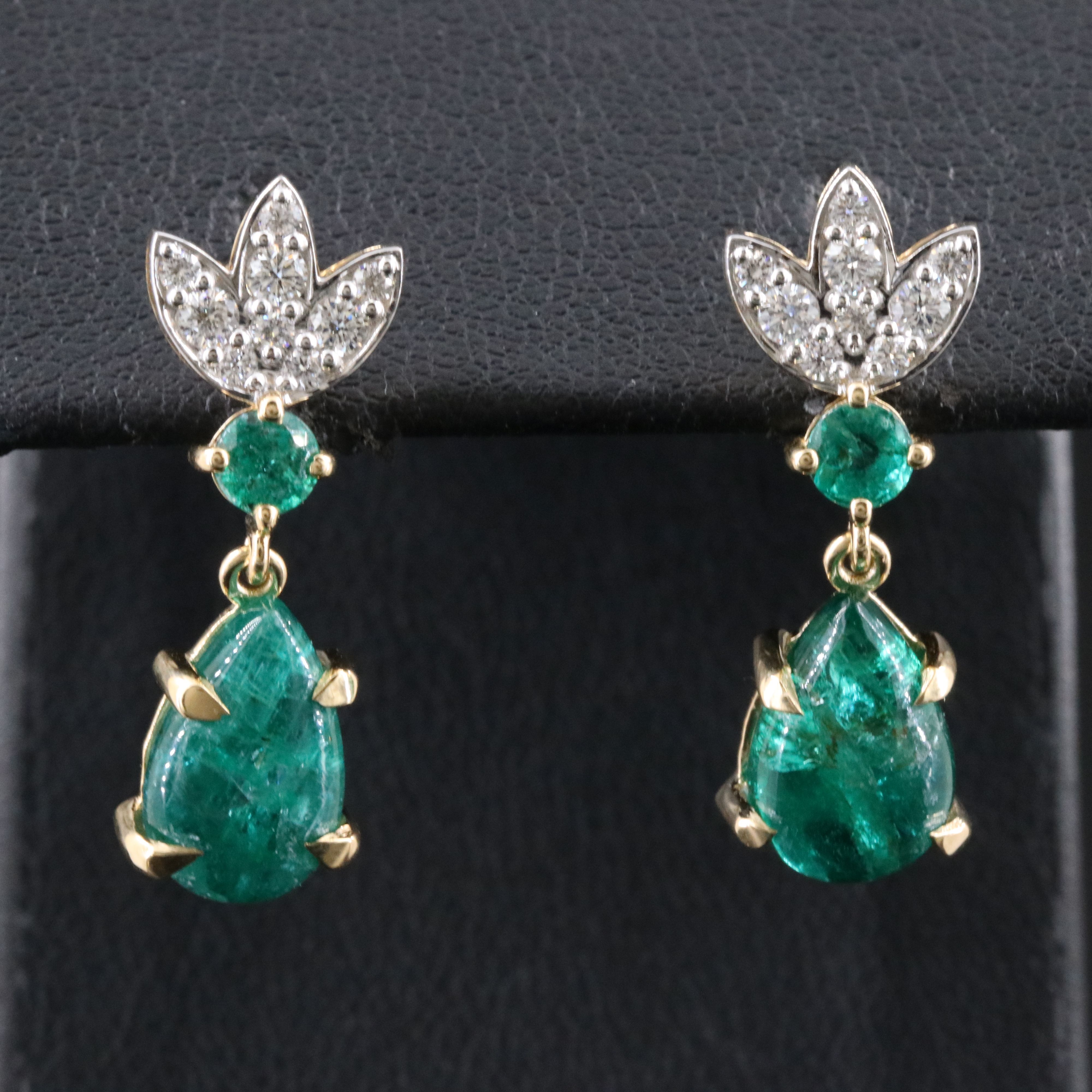 18K 5.61 CTW Emerald and Diamond Earrings
