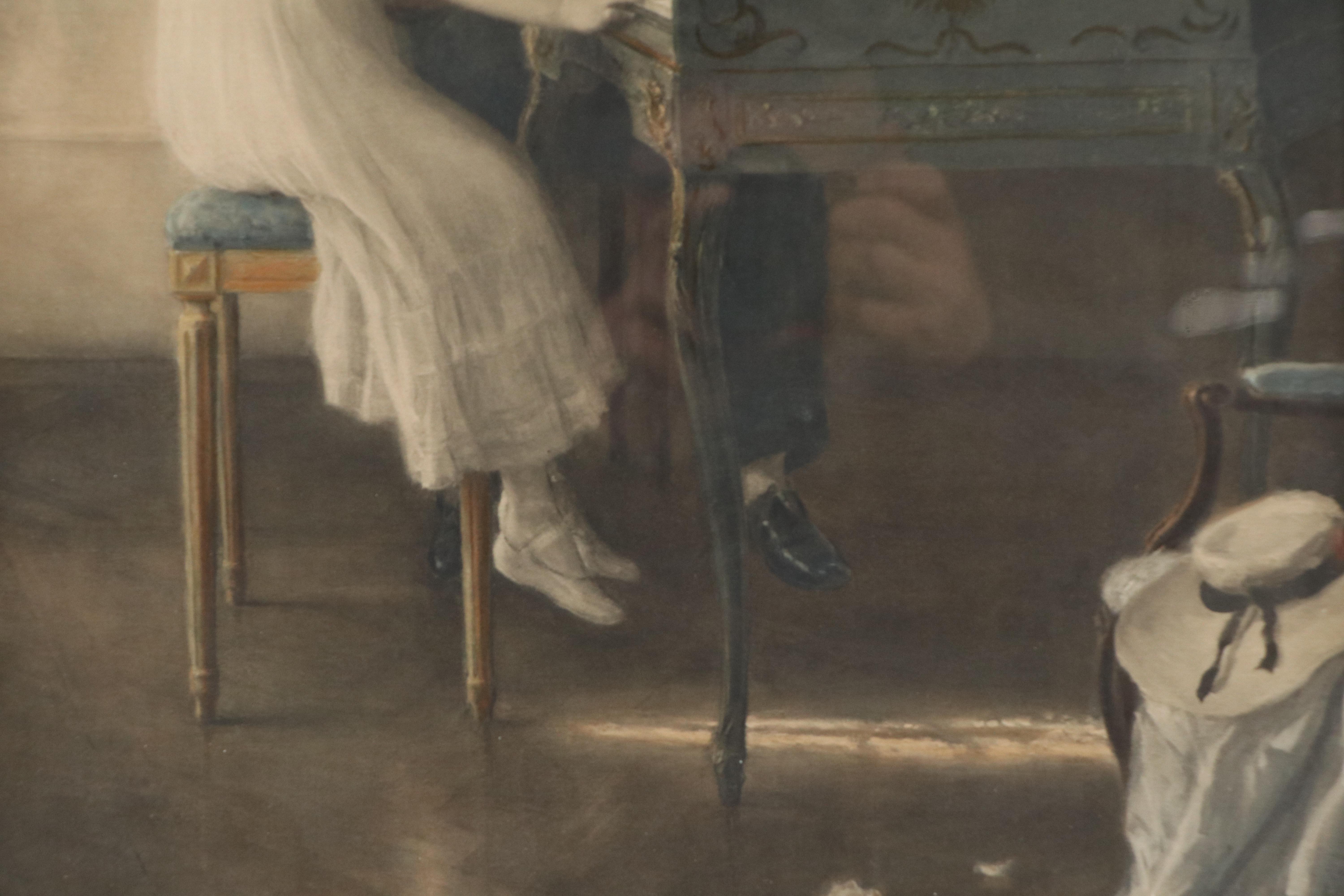 After Jules-Alexis Muenier Hand-Colored Photogravure "The Harpsichord Lesson"