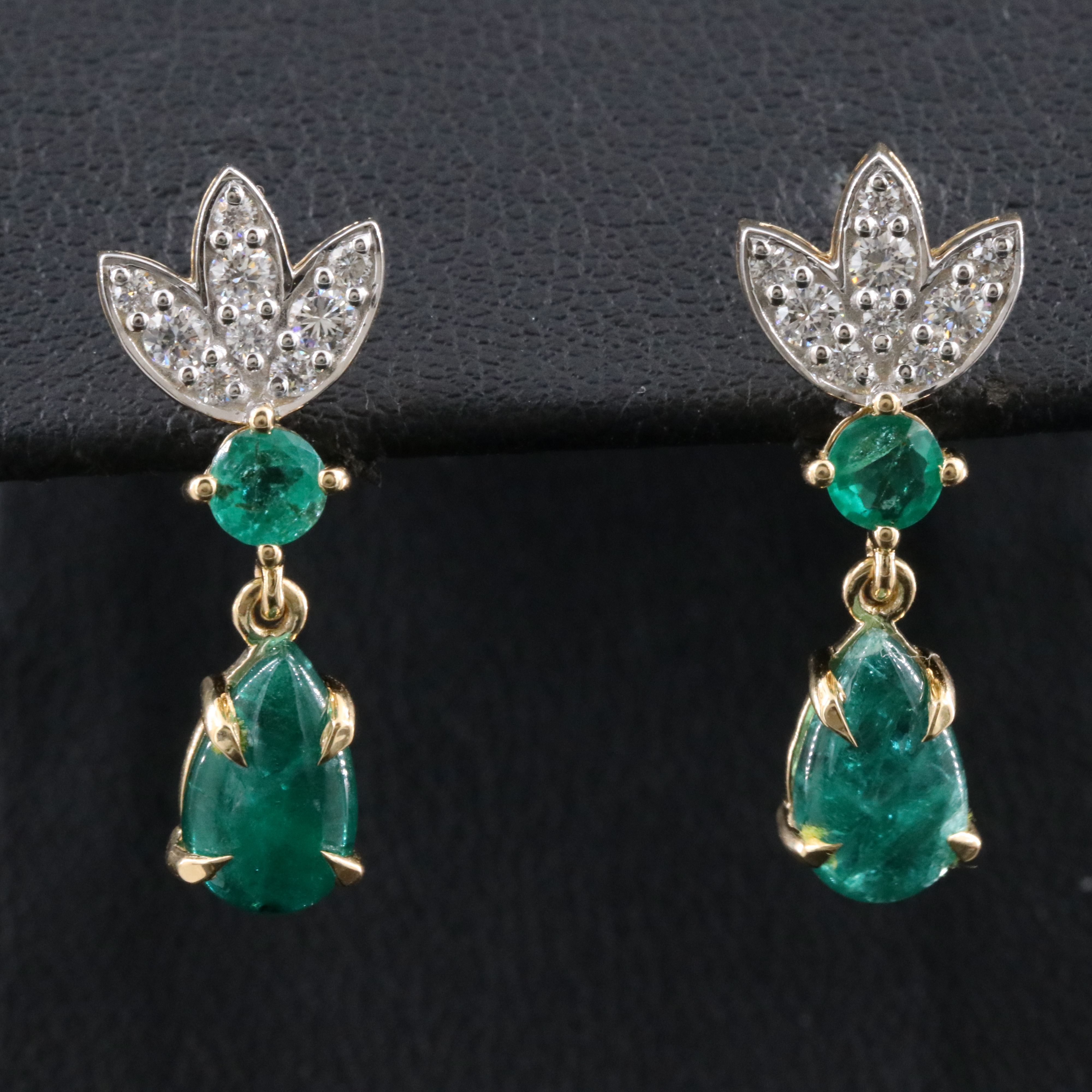 18K 2.75 CTW Emerald and Diamond Earrings