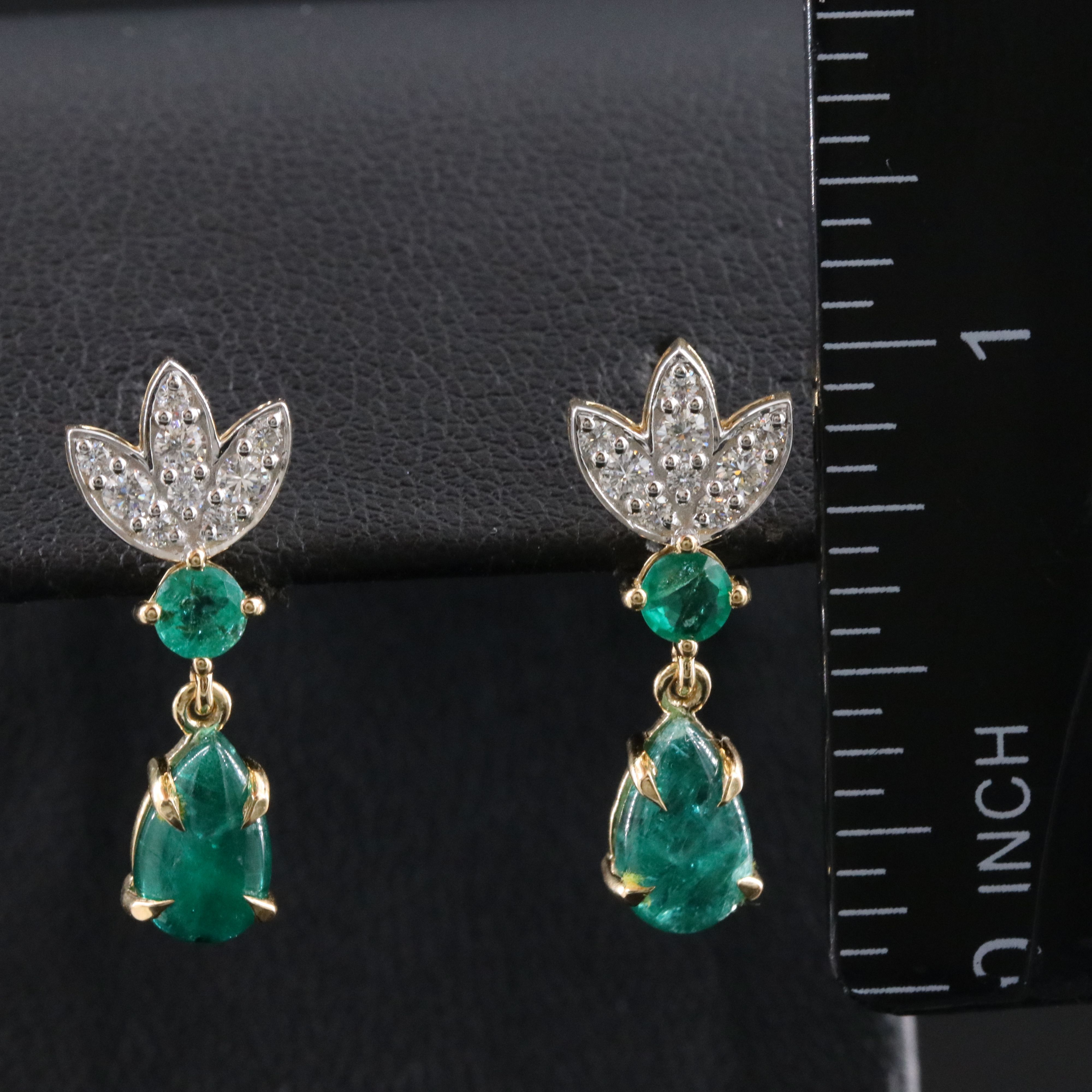 18K 2.75 CTW Emerald and Diamond Earrings
