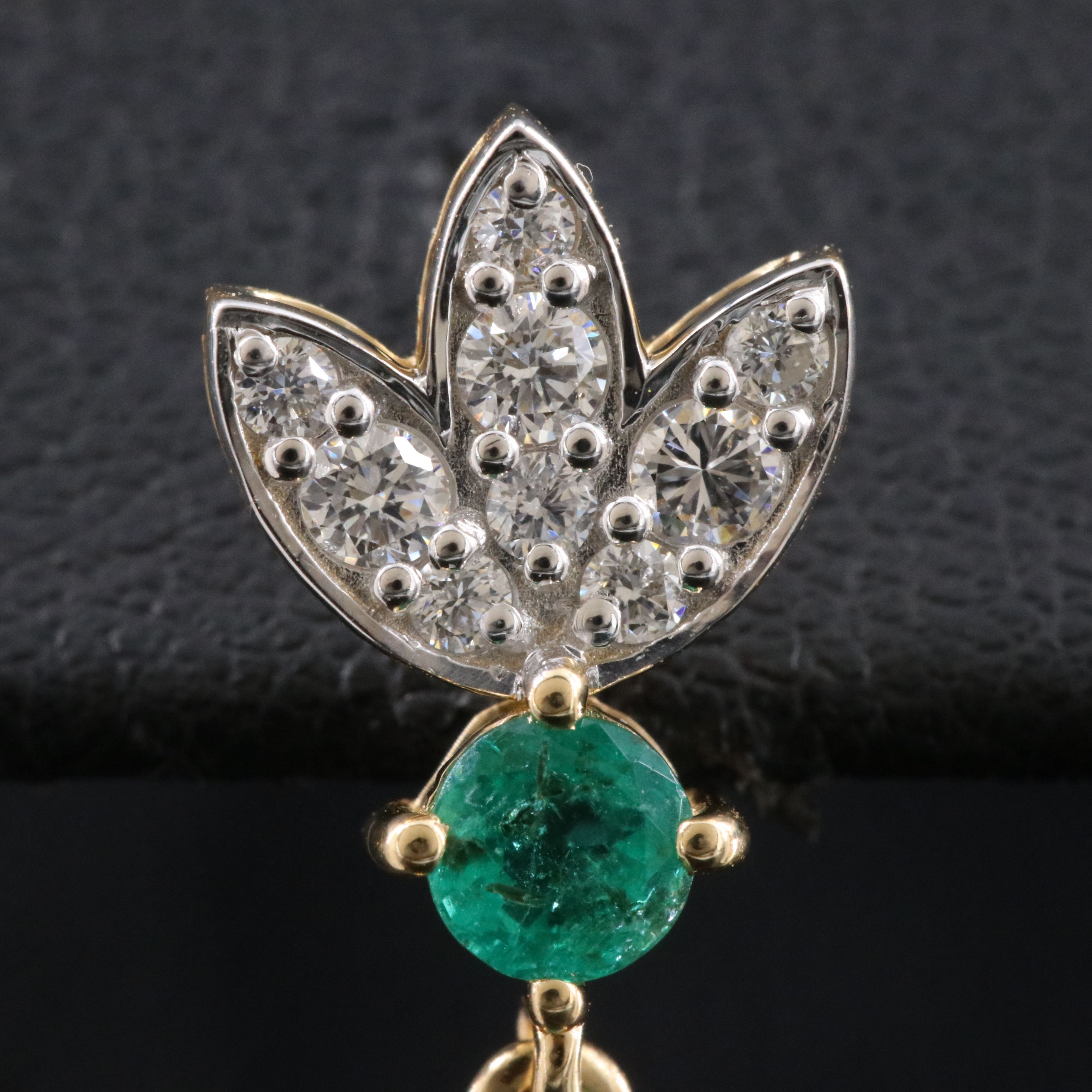 18K 2.75 CTW Emerald and Diamond Earrings