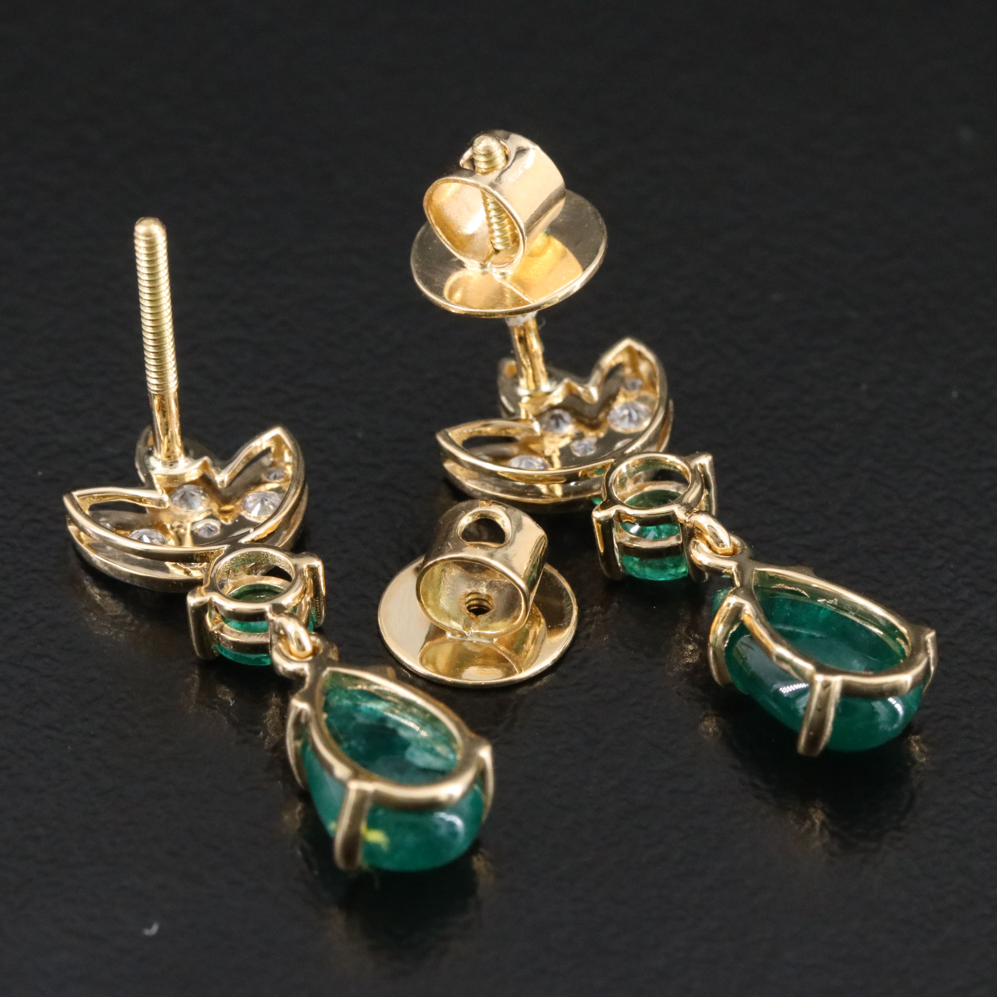 18K 2.75 CTW Emerald and Diamond Earrings