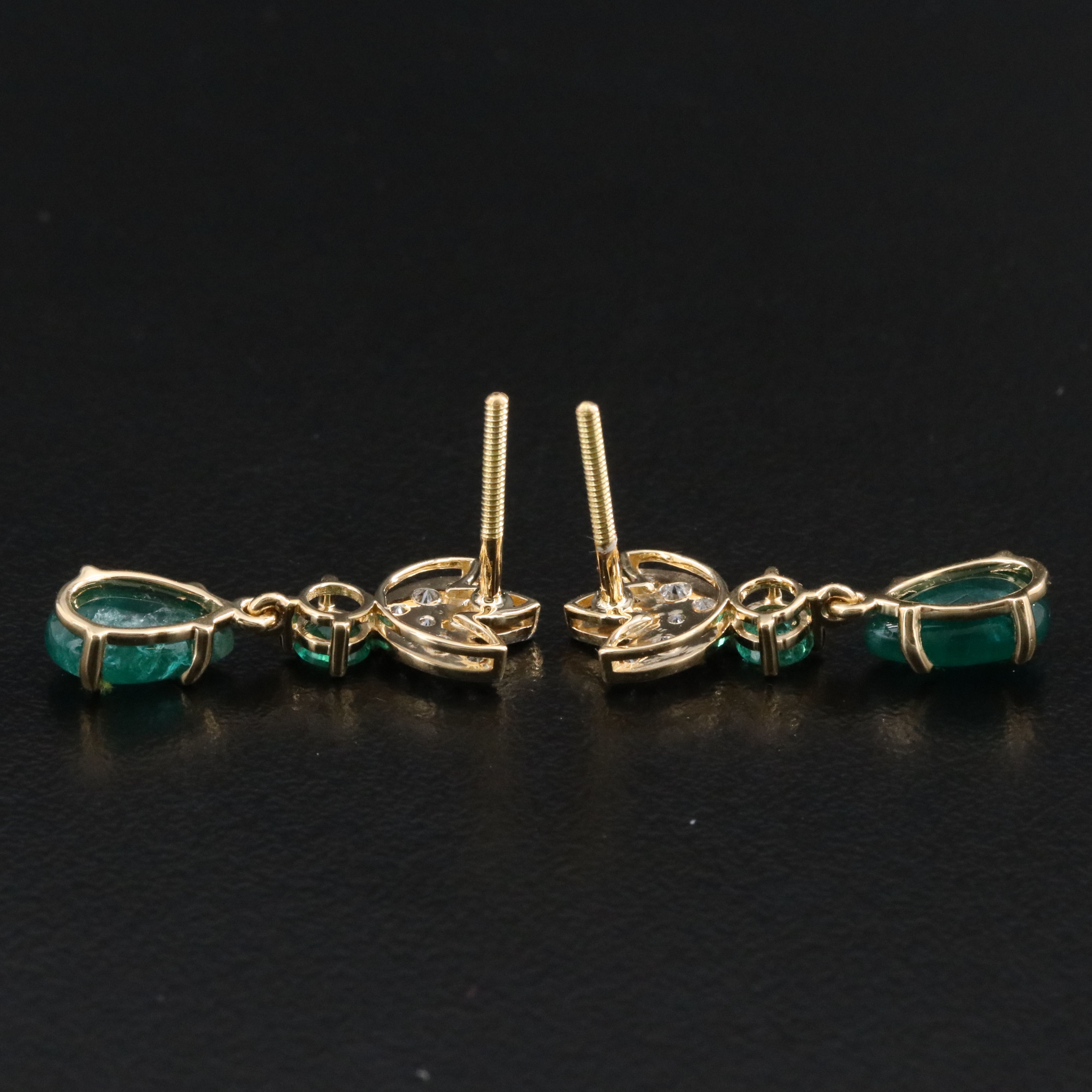 18K 2.75 CTW Emerald and Diamond Earrings