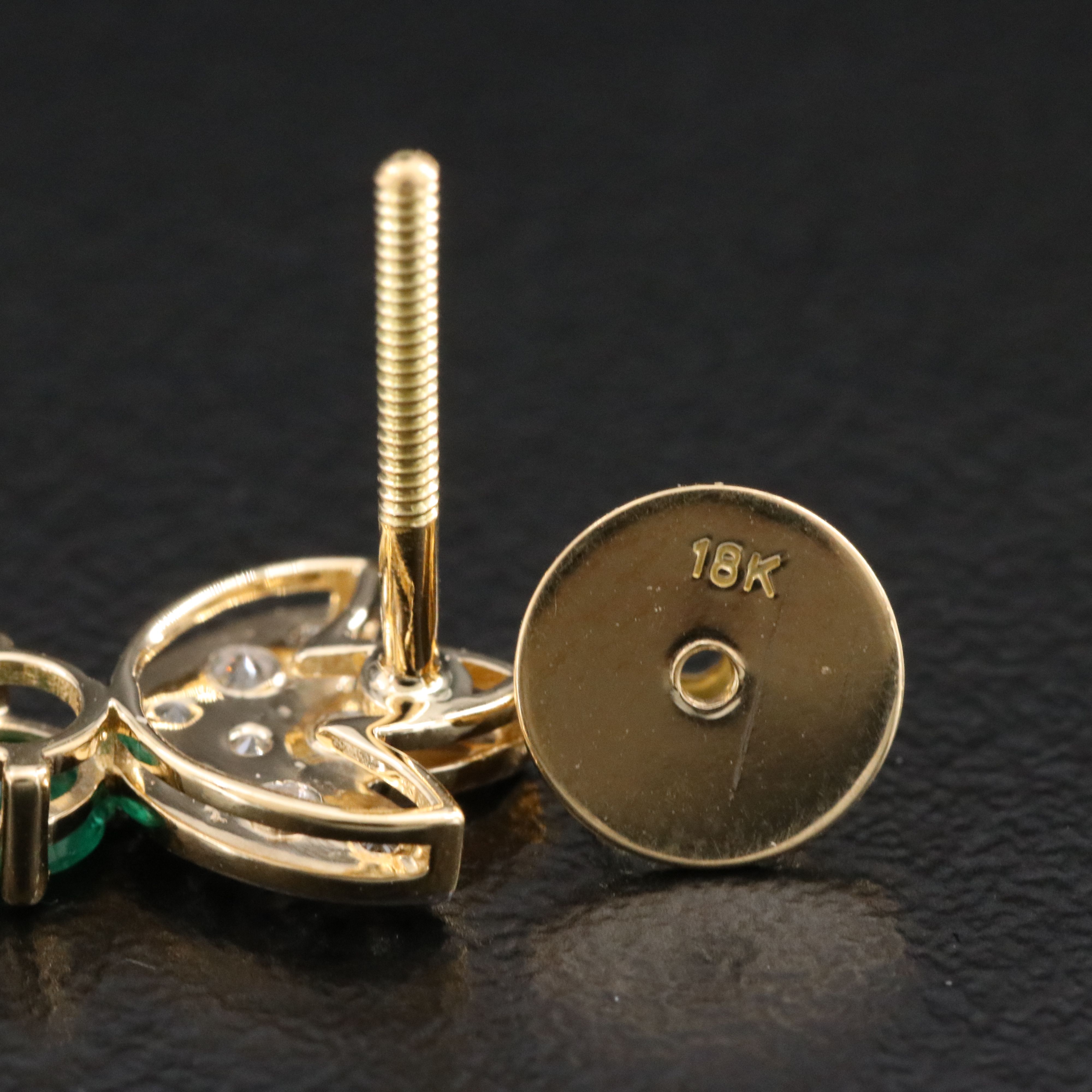 18K 2.75 CTW Emerald and Diamond Earrings