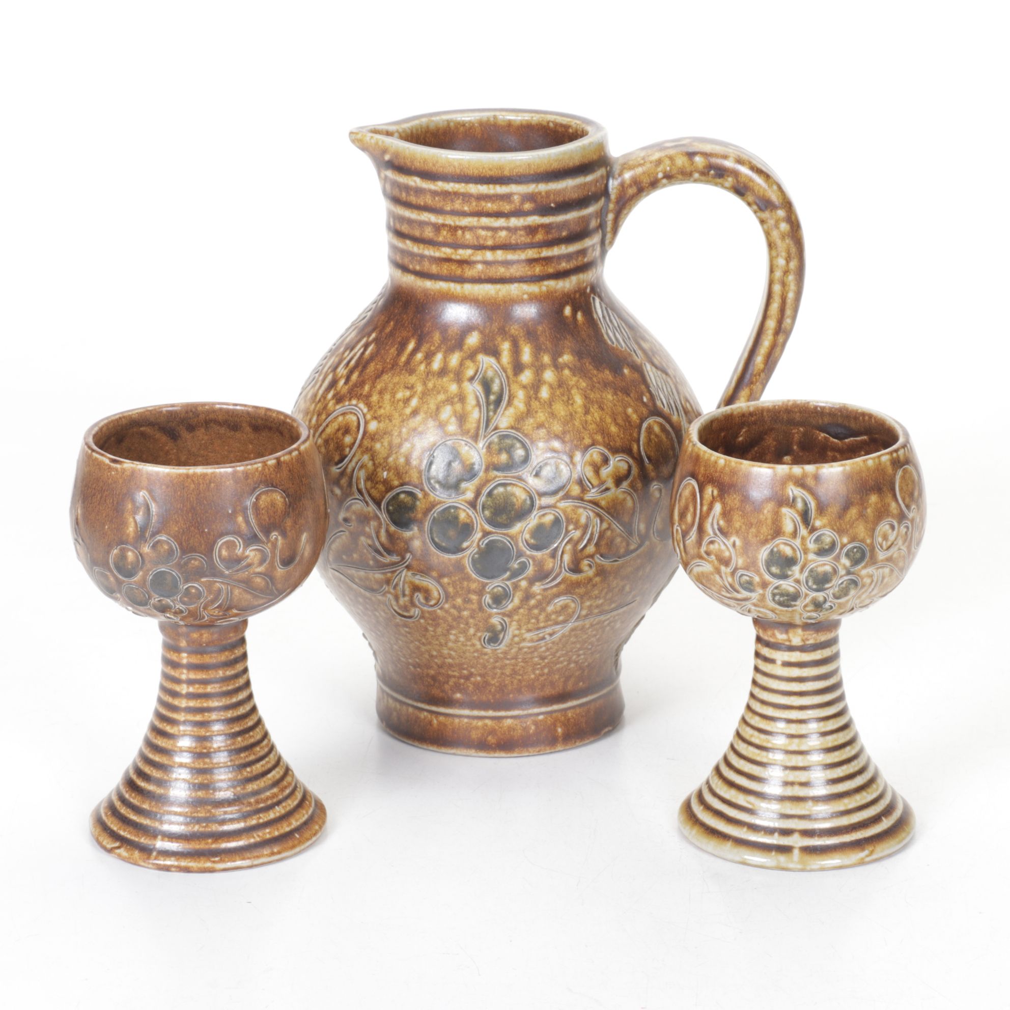 Earthenware Wine Goblets & Pitcher