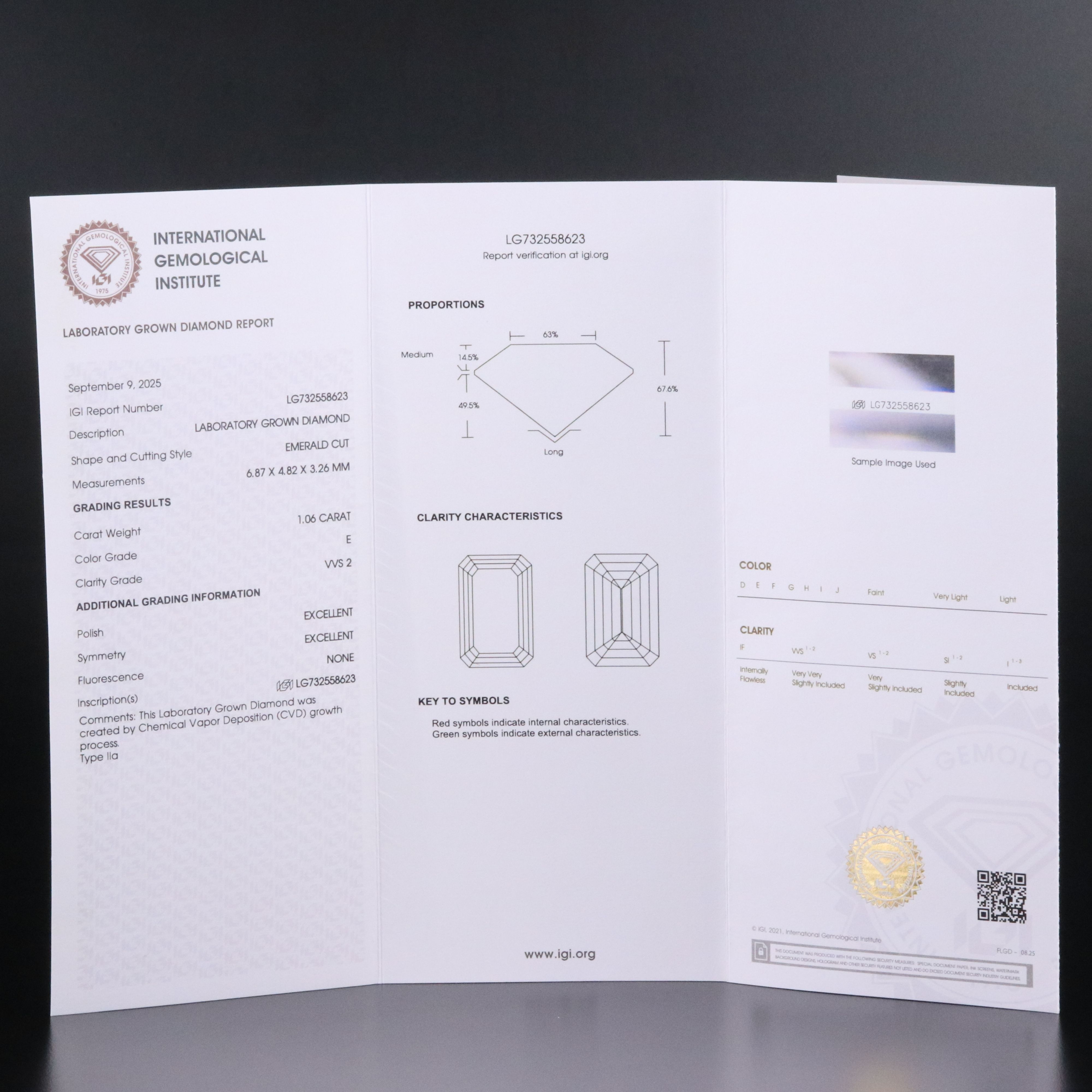 Loose 1.06 CT Lab Grown Diamond with IGI Report