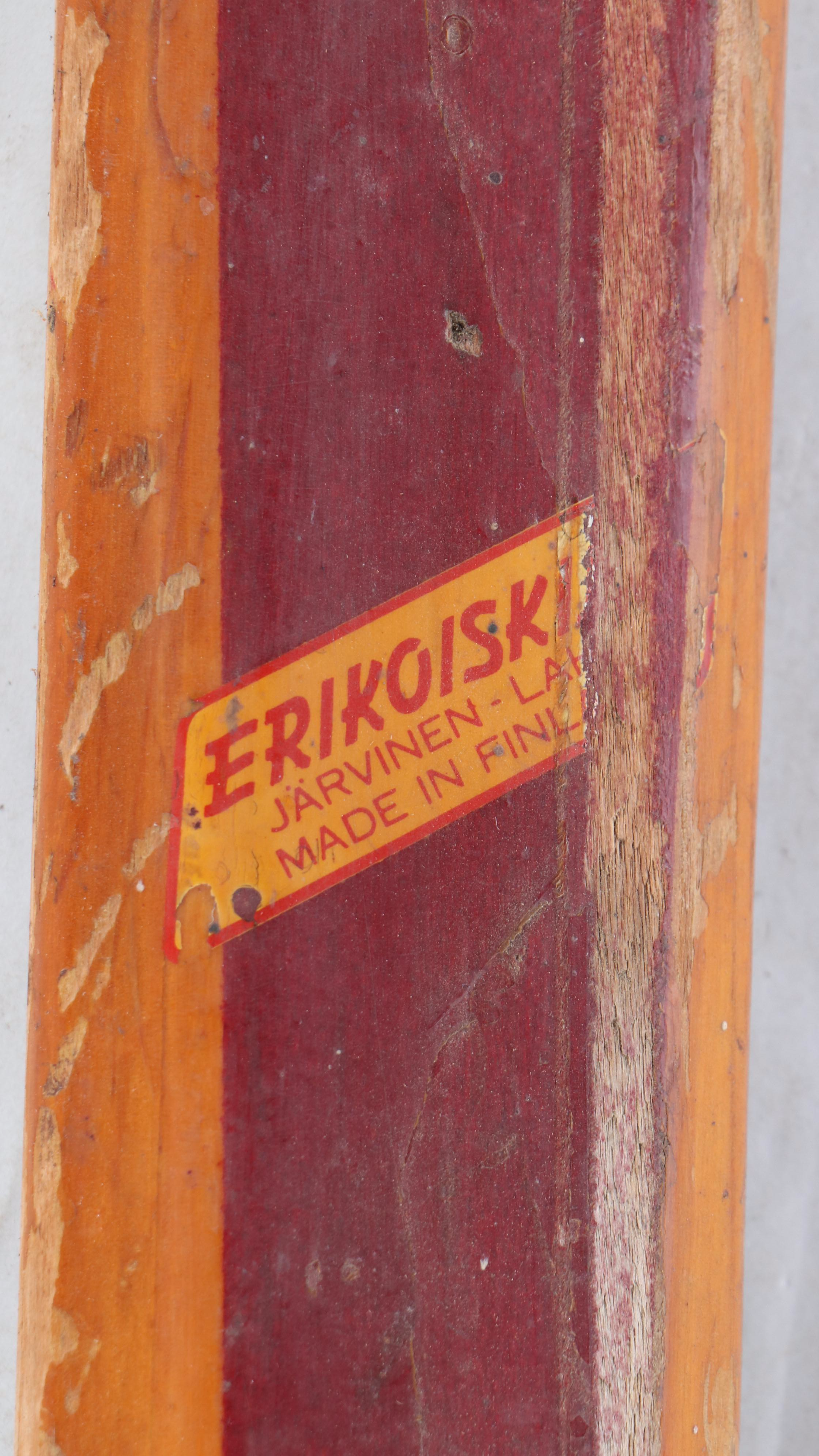 Karhu Erikois Kilpa Vintage Wood Cross-Country Skis and Poles