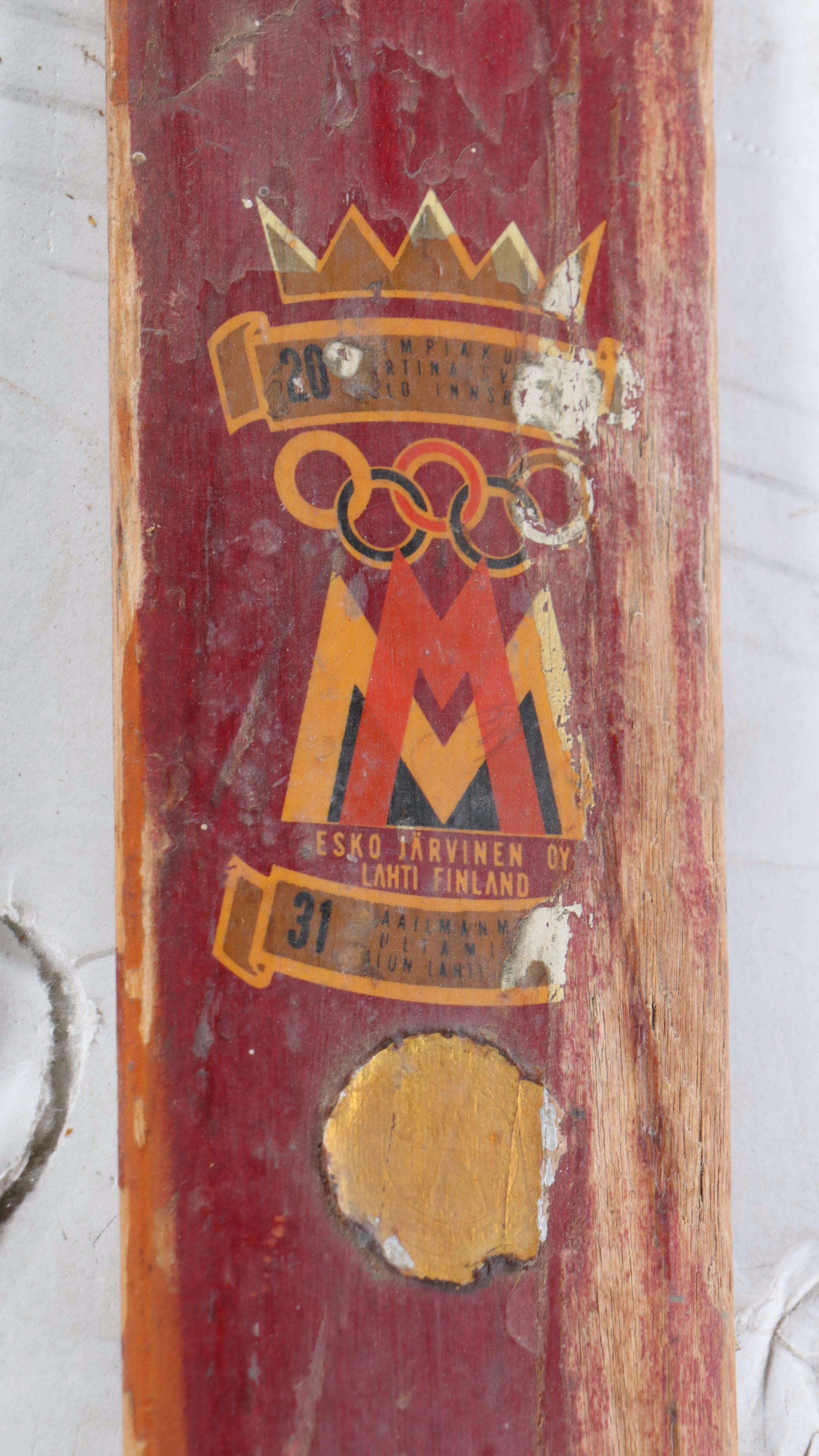 Karhu Erikois Kilpa Vintage Wood Cross-Country Skis and Poles