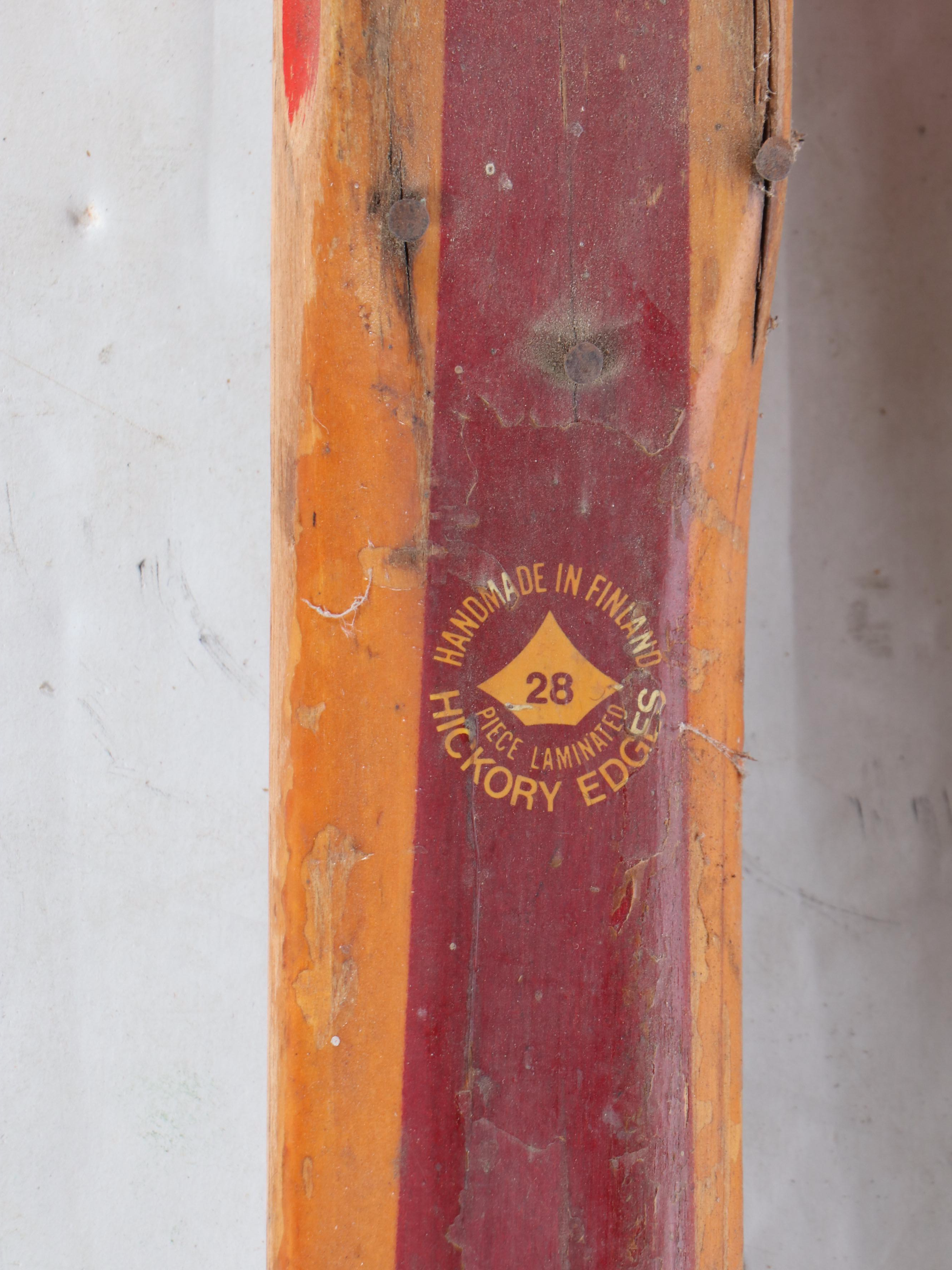 Karhu Erikois Kilpa Vintage Wood Cross-Country Skis and Poles