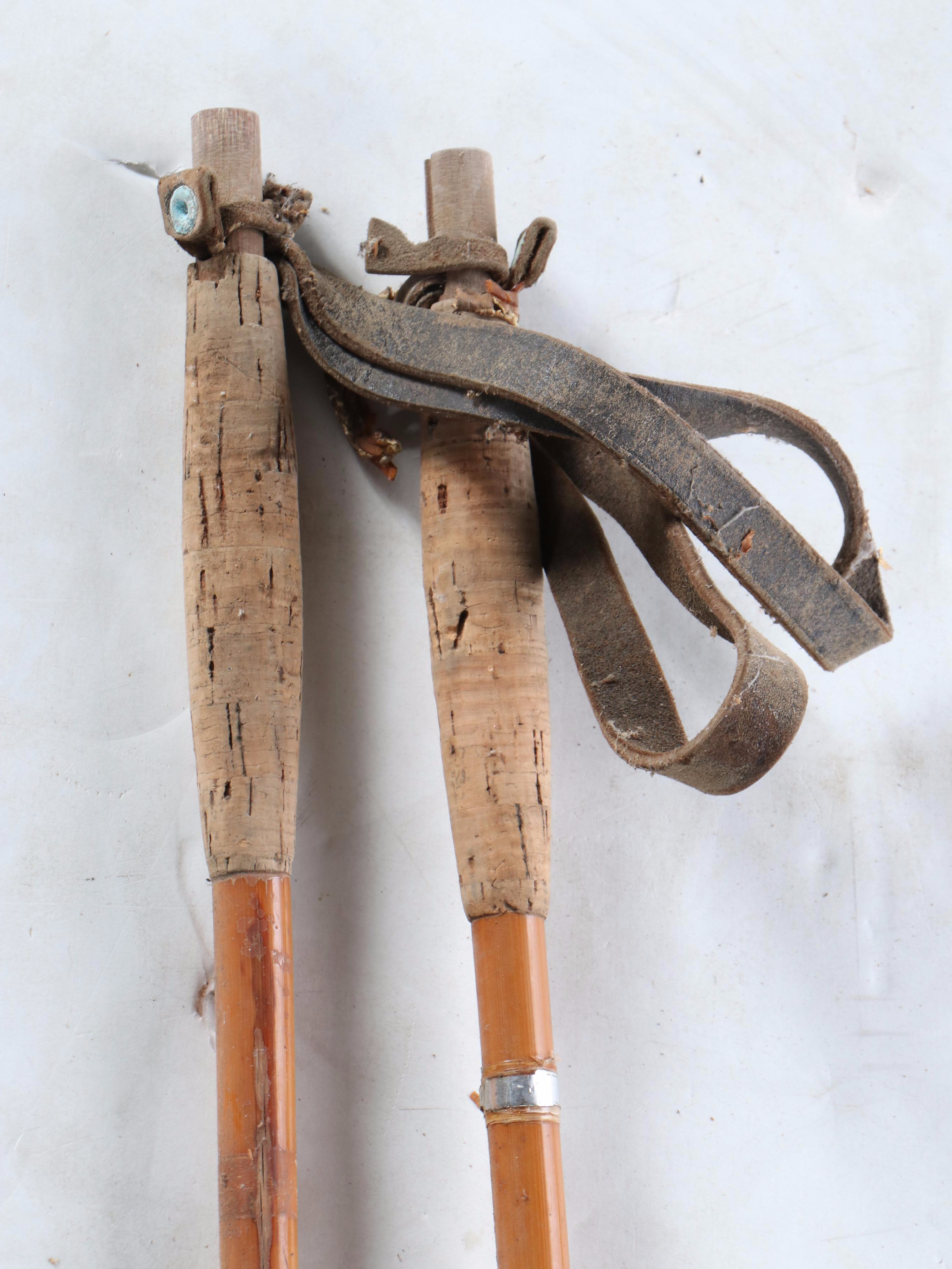 Karhu Erikois Kilpa Vintage Wood Cross-Country Skis and Poles