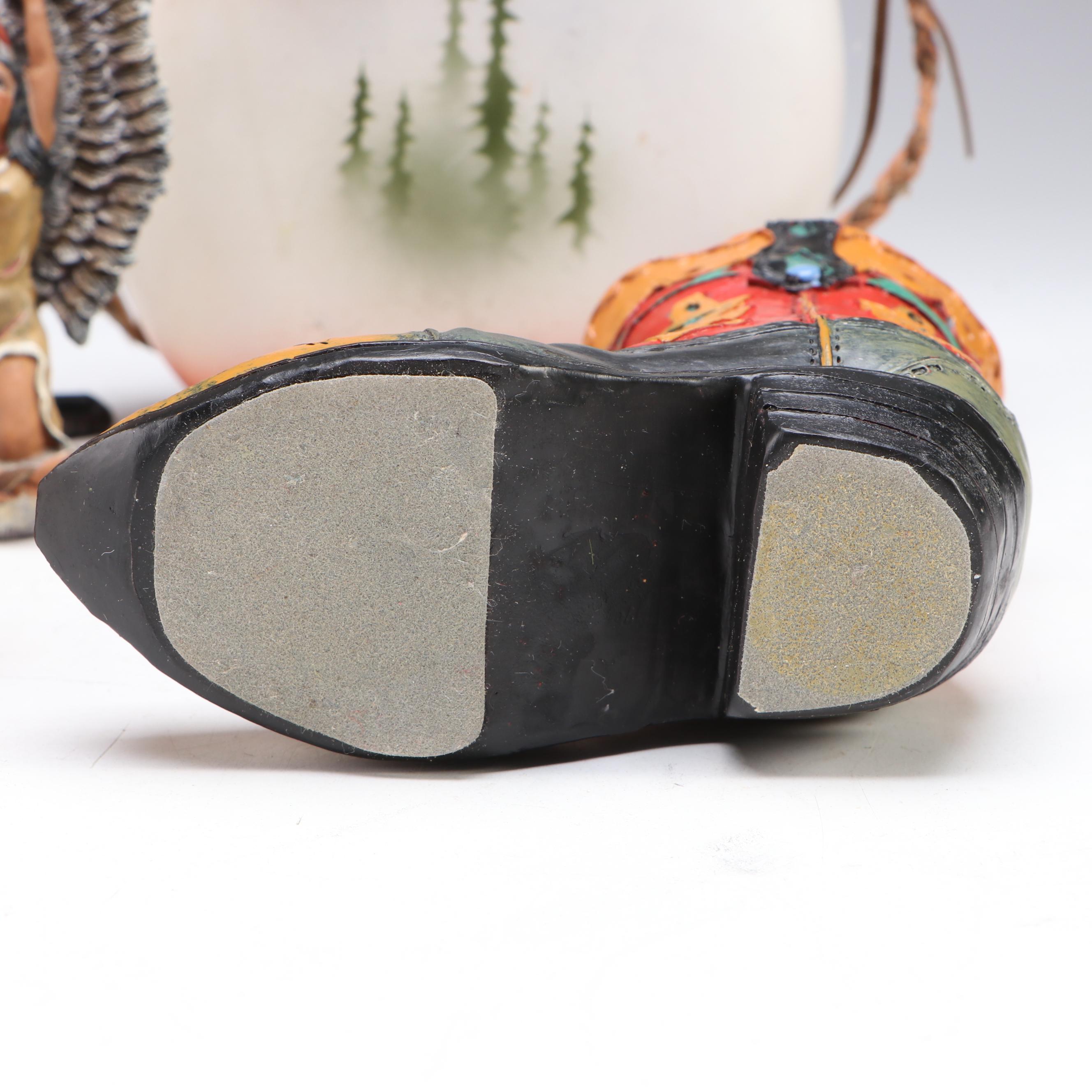 Figural Saddle Mantel Clock with Ceramic Vases and Other Southwest Décor