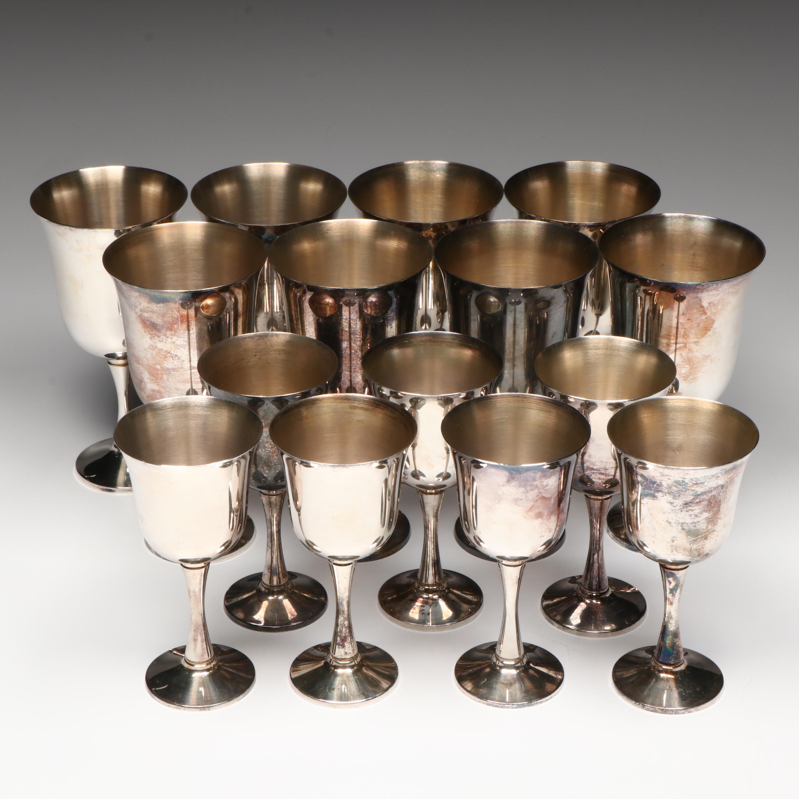 Salem Silver Co. Portuguese Silver Plate Wine and Water Goblets