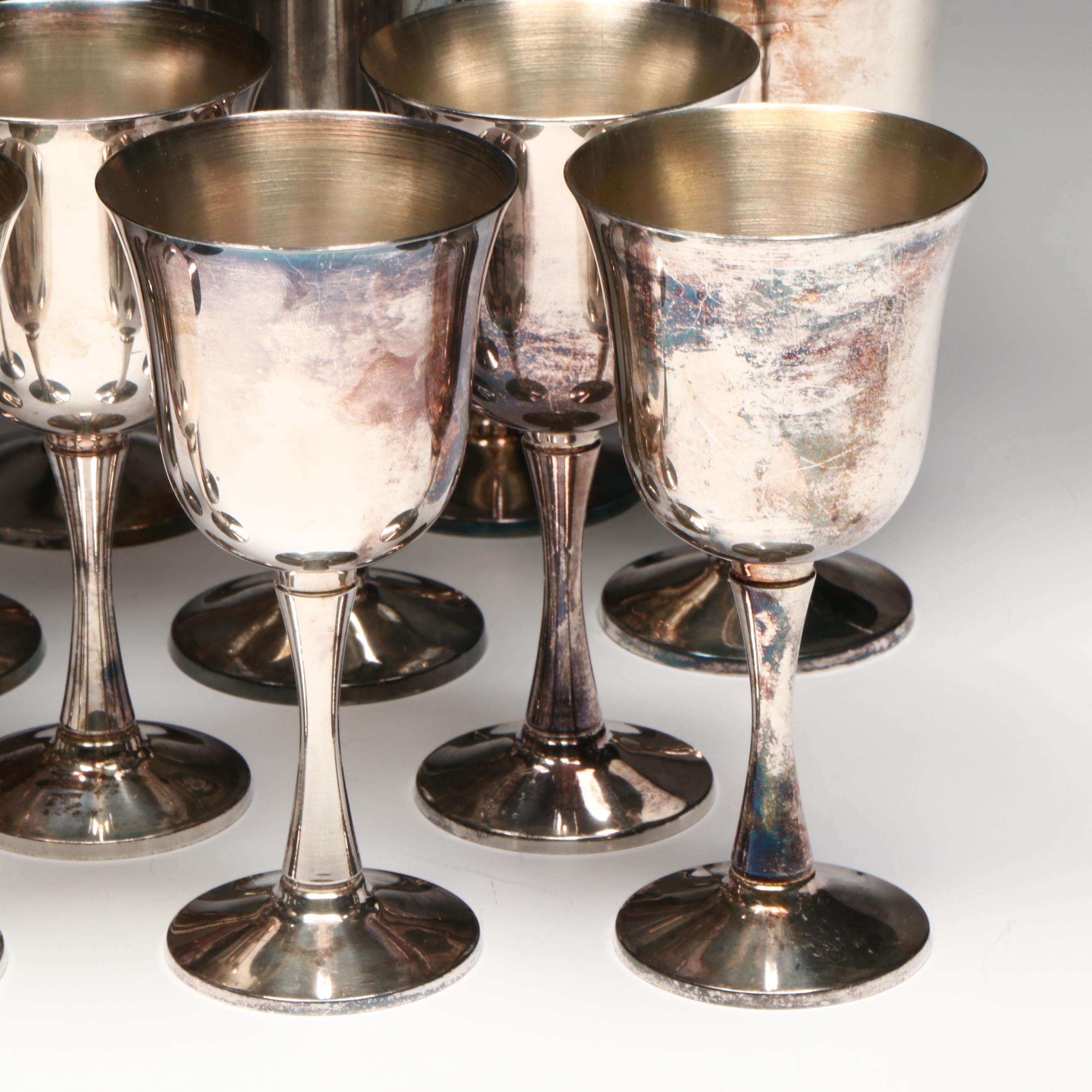 Salem Silver Co. Portuguese Silver Plate Wine and Water Goblets