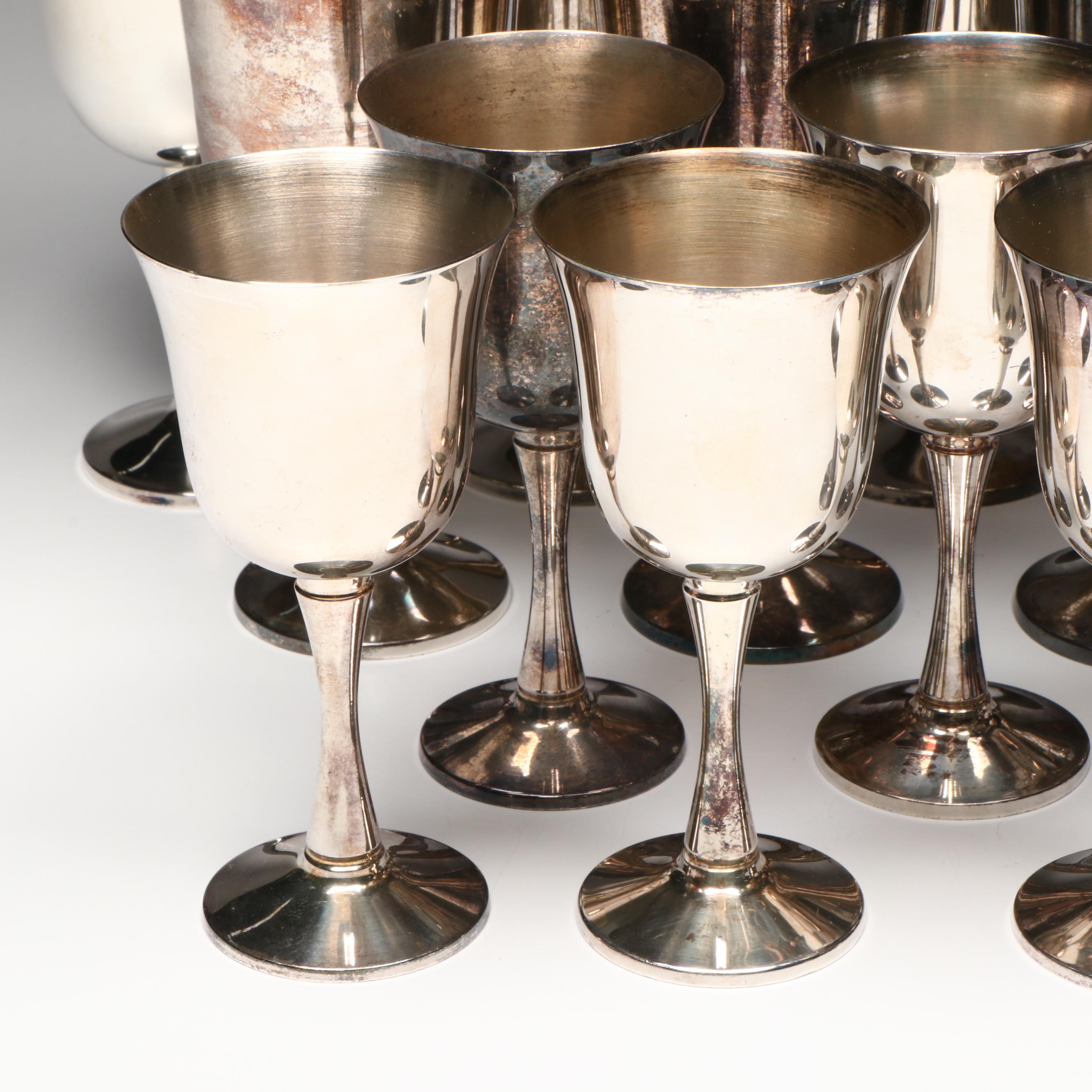 Salem Silver Co. Portuguese Silver Plate Wine and Water Goblets