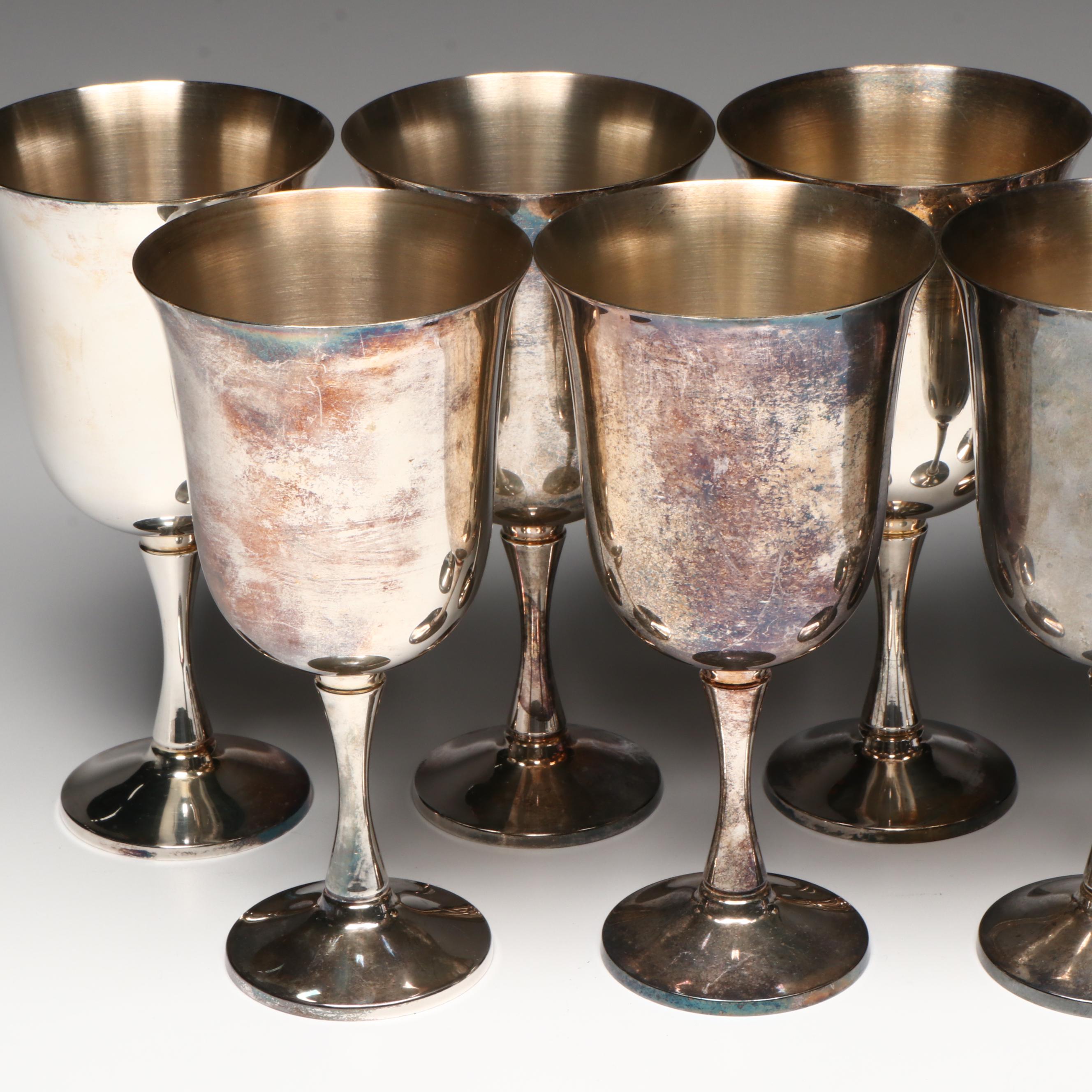 Salem Silver Co. Portuguese Silver Plate Wine and Water Goblets