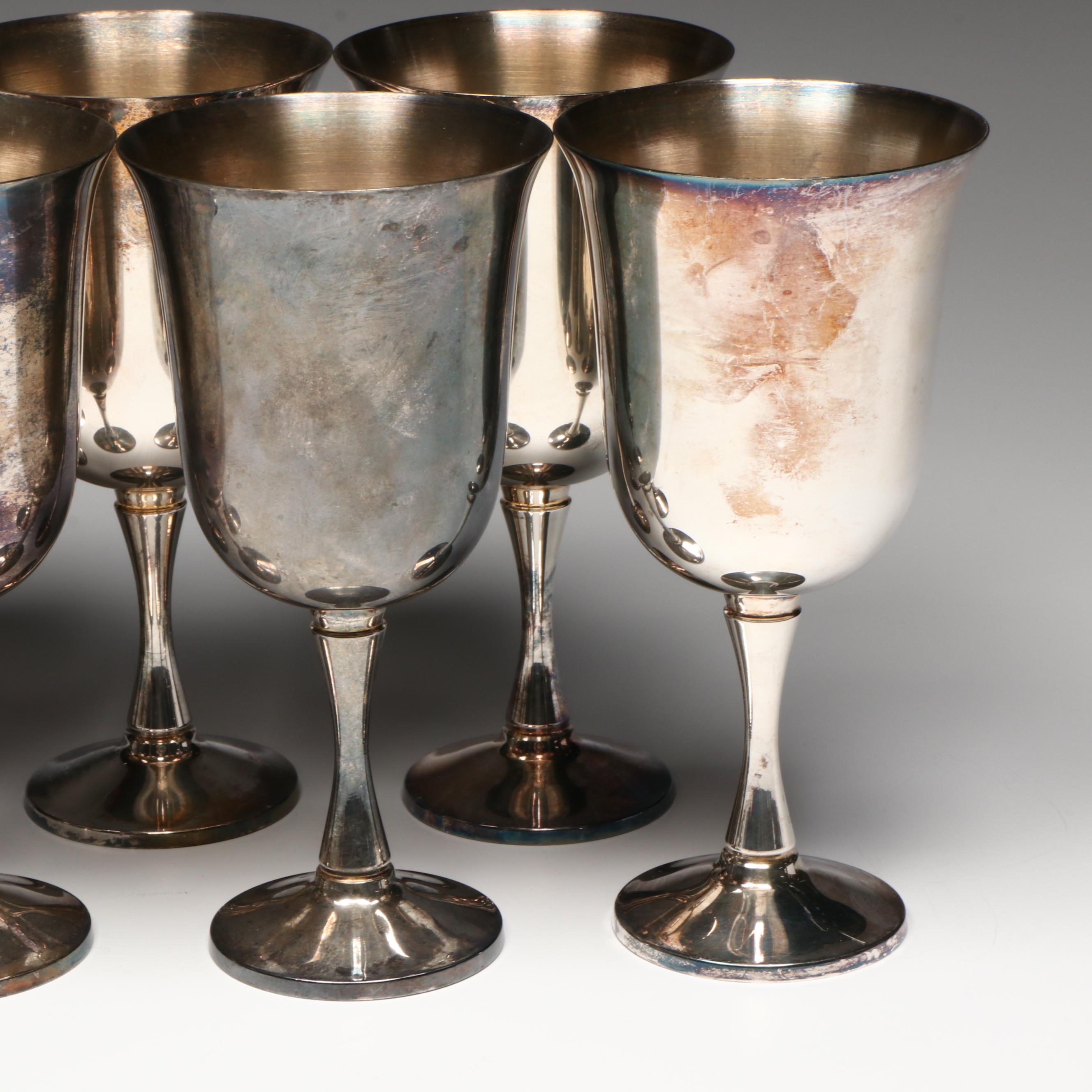 Salem Silver Co. Portuguese Silver Plate Wine and Water Goblets