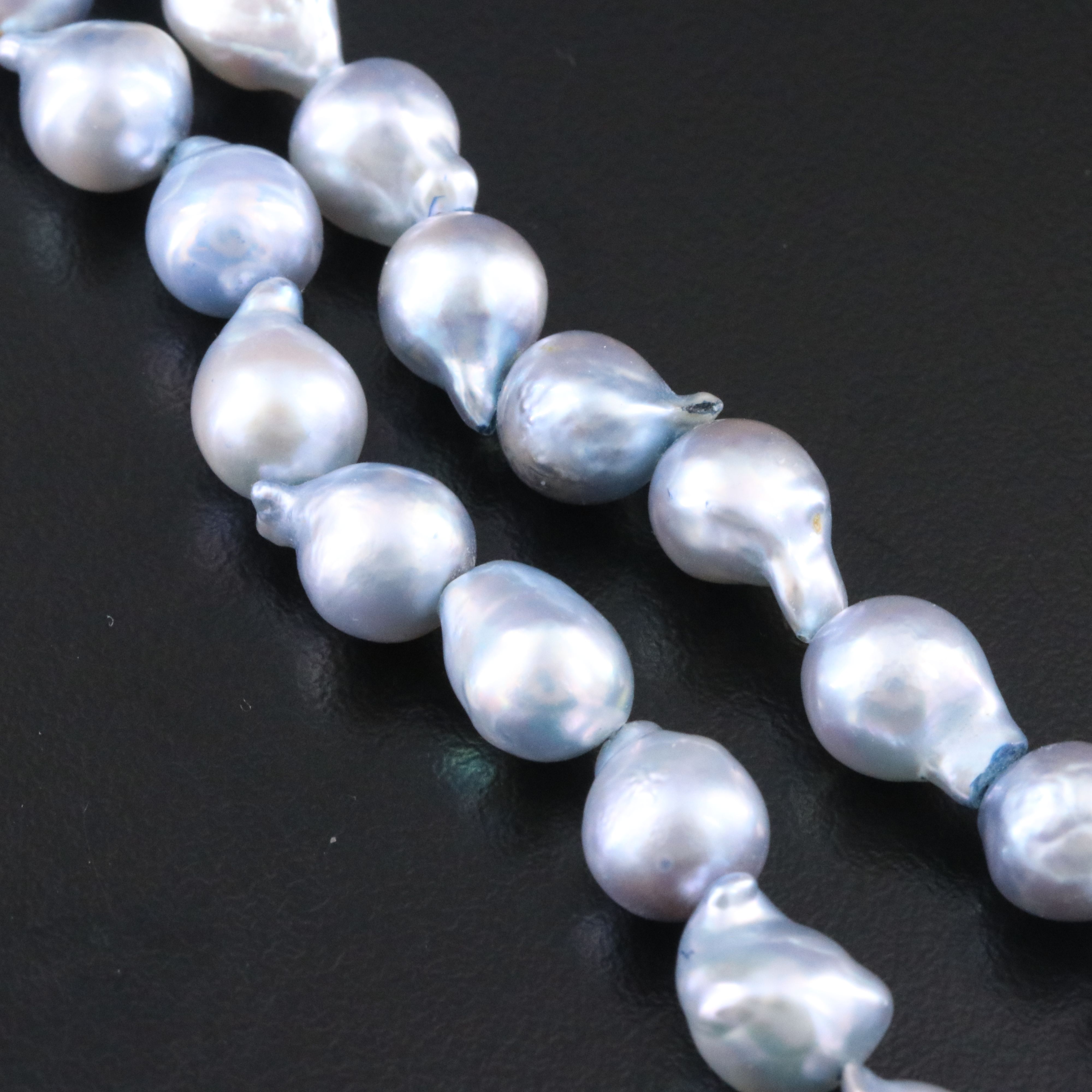 14K Pearl Necklace with Scroll Stations