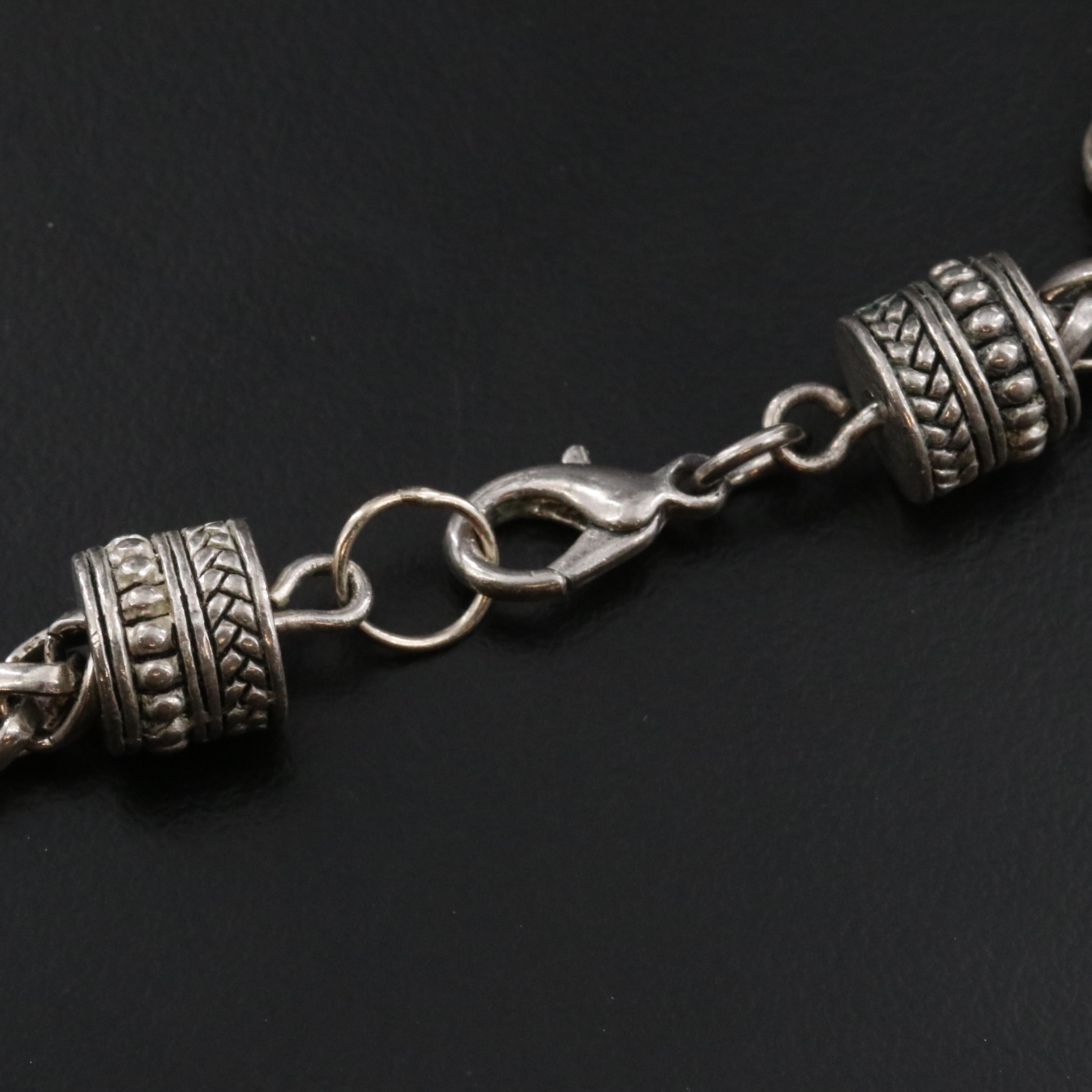 Basket Weave Engraved Glass Pendant Necklace