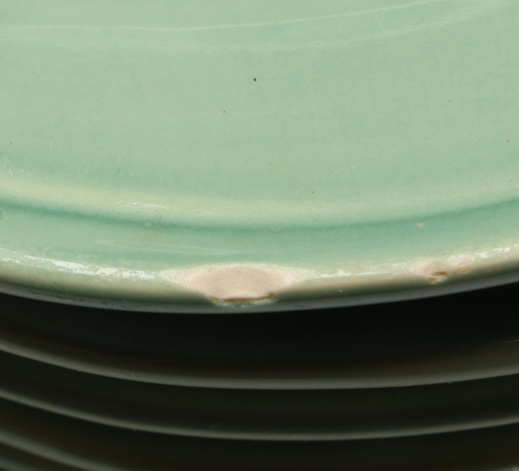 Thai Celadon Scalloped Edge Plates and Pedestal Bowls