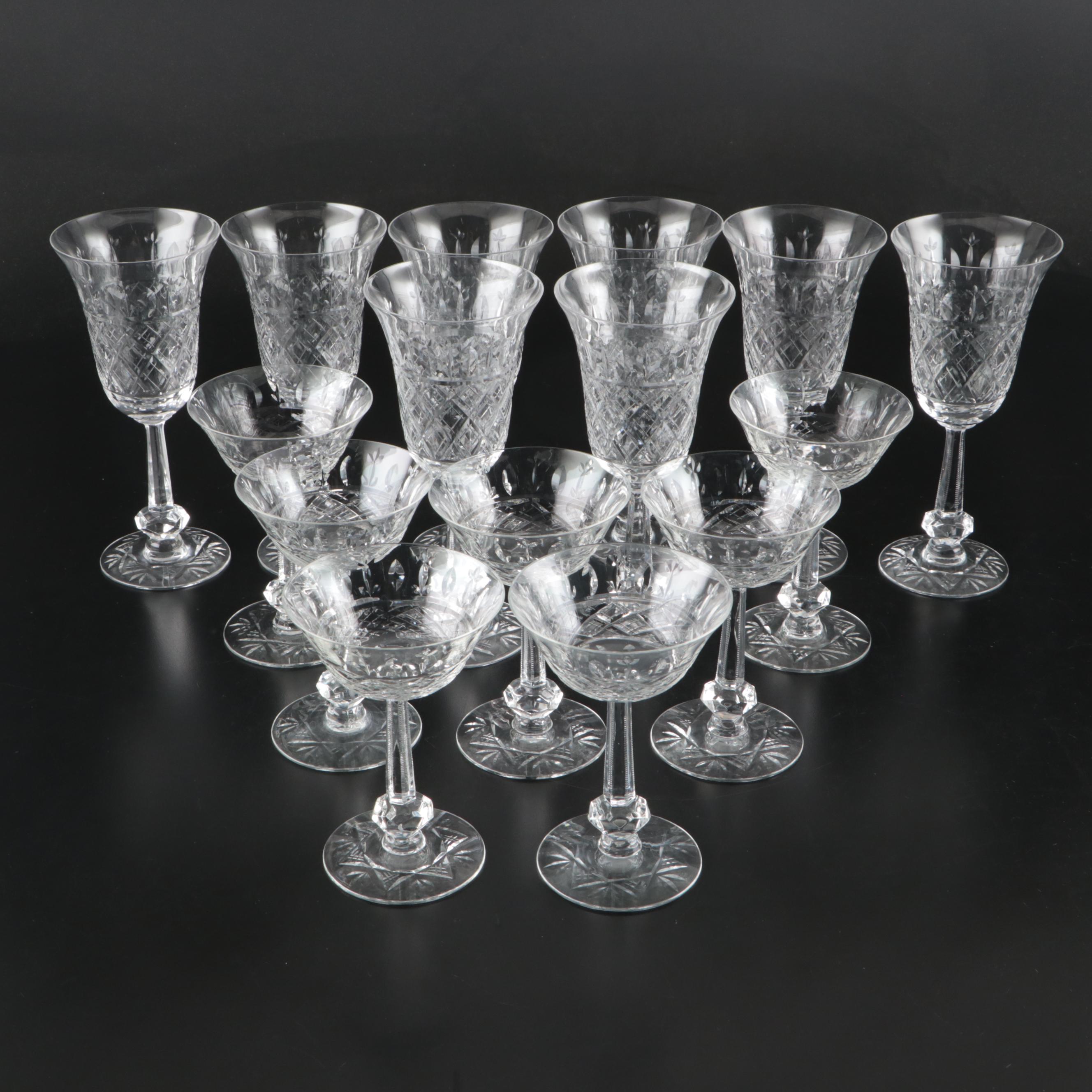 Heisey "Belfast" Crystal Champagne Coupes, Wine Glasses and Goblets