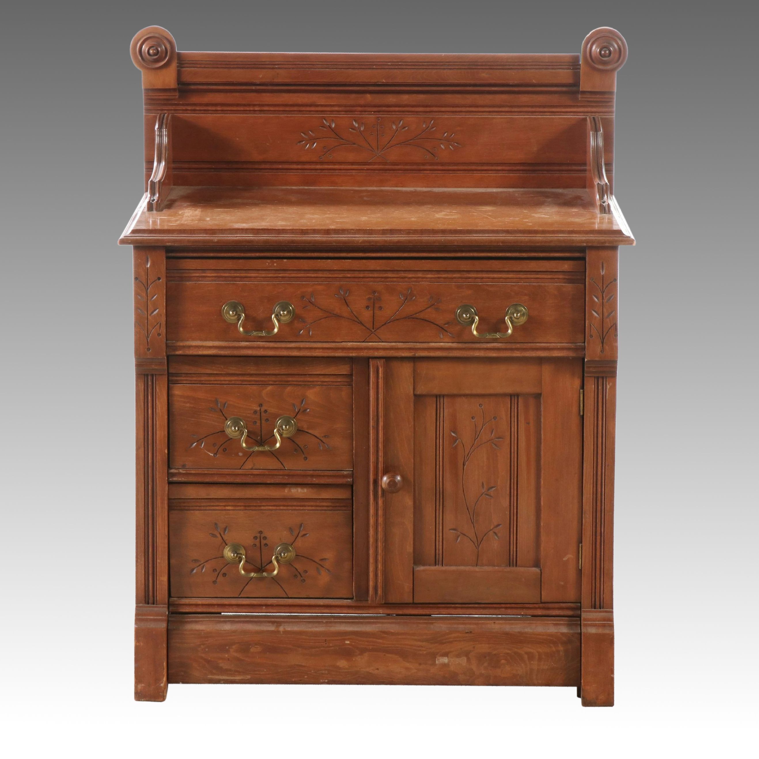 Antique Eastlake Sycamore Washstand