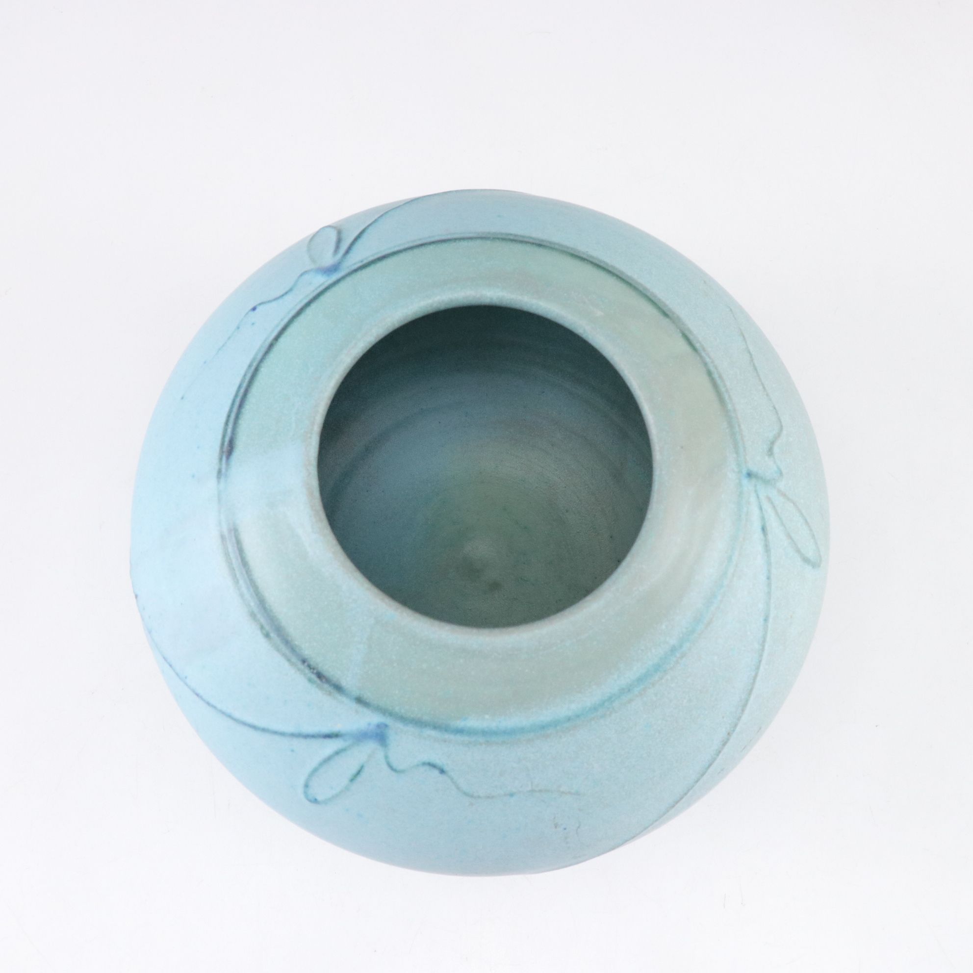Hand-Crafted Powder Blue Turned Pottery Vase