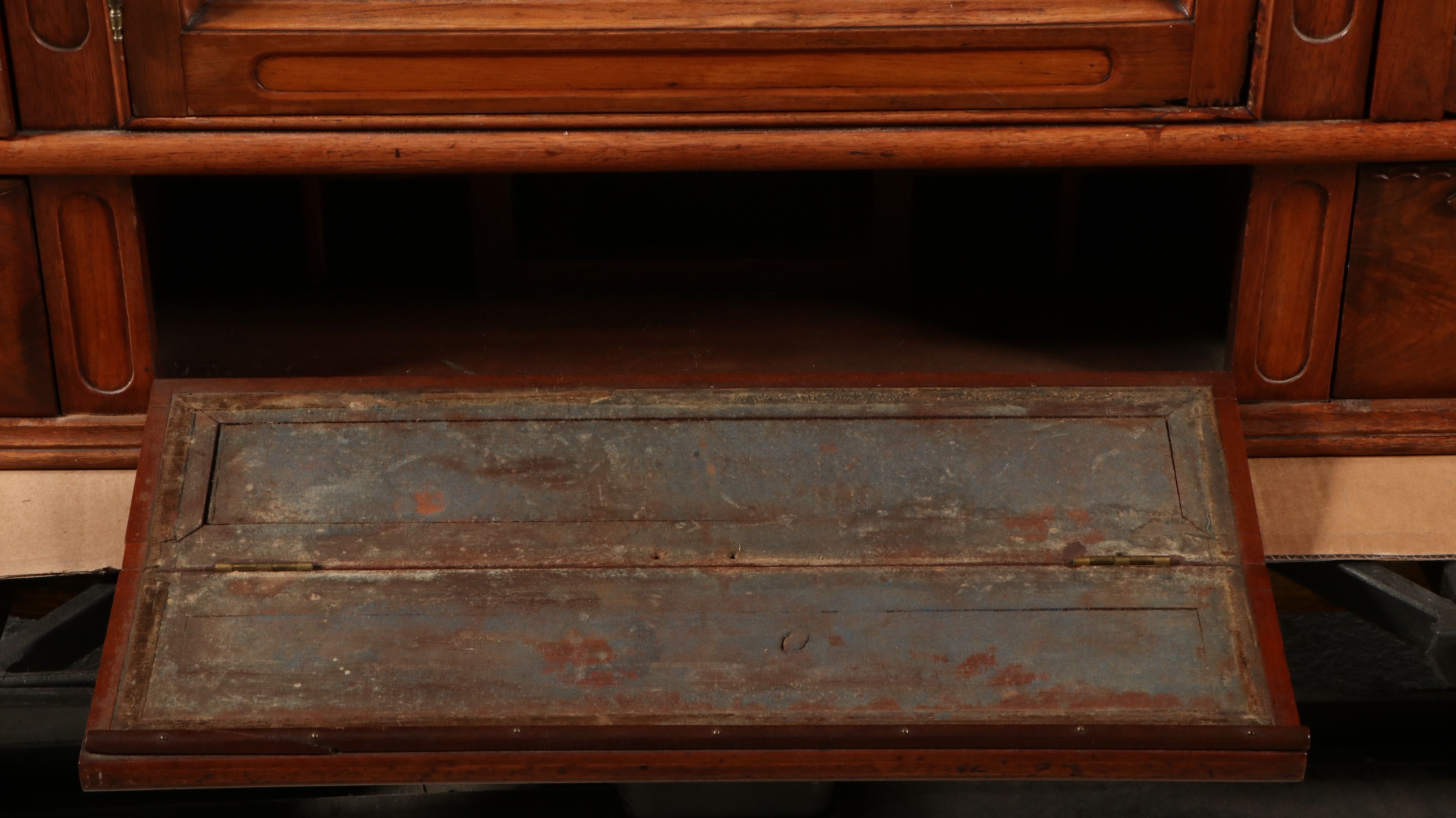 Antique Continental Walnut Book Case with Drop Down Desk