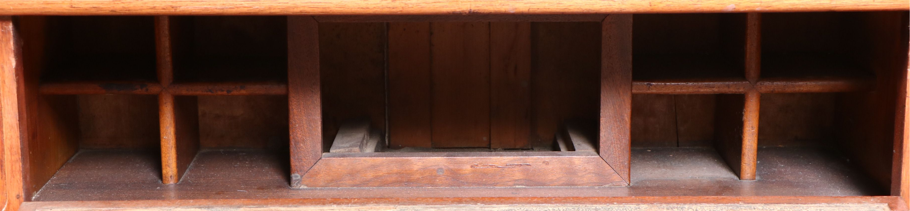 Antique Continental Walnut Book Case with Drop Down Desk