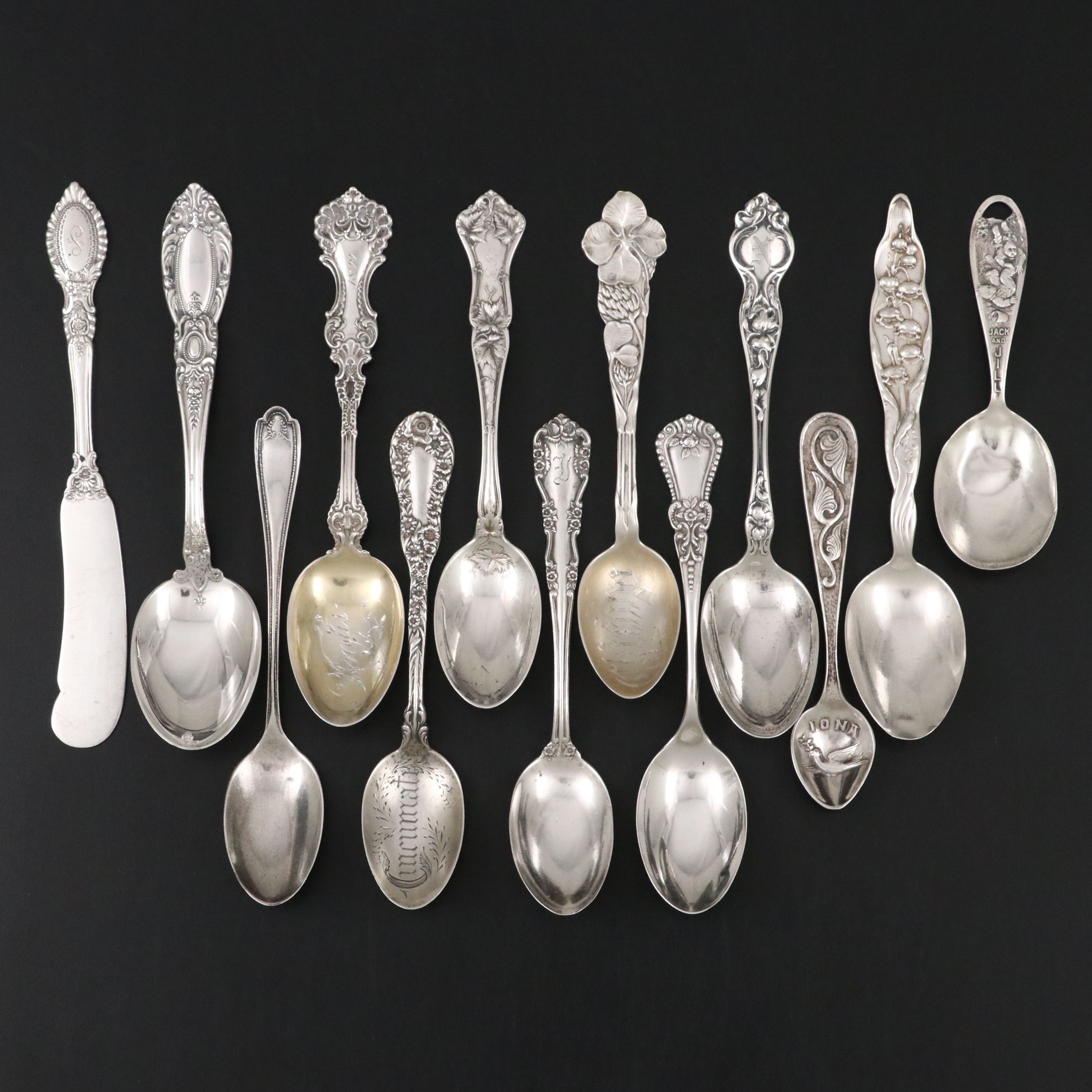 R. Wallace & Sons with Other Sterling Silver Souvenir Spoons and Flatware