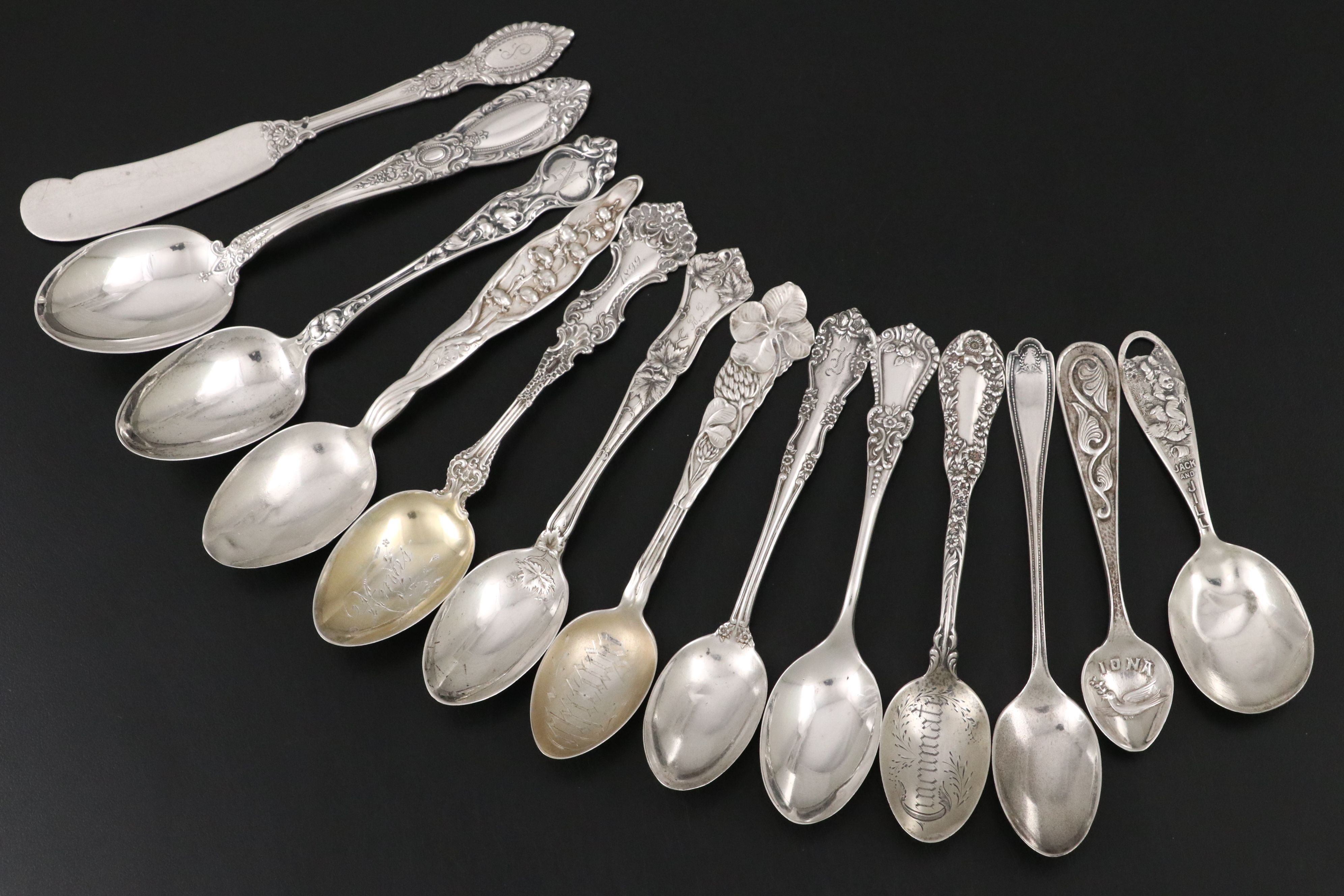 R. Wallace & Sons with Other Sterling Silver Souvenir Spoons and Flatware