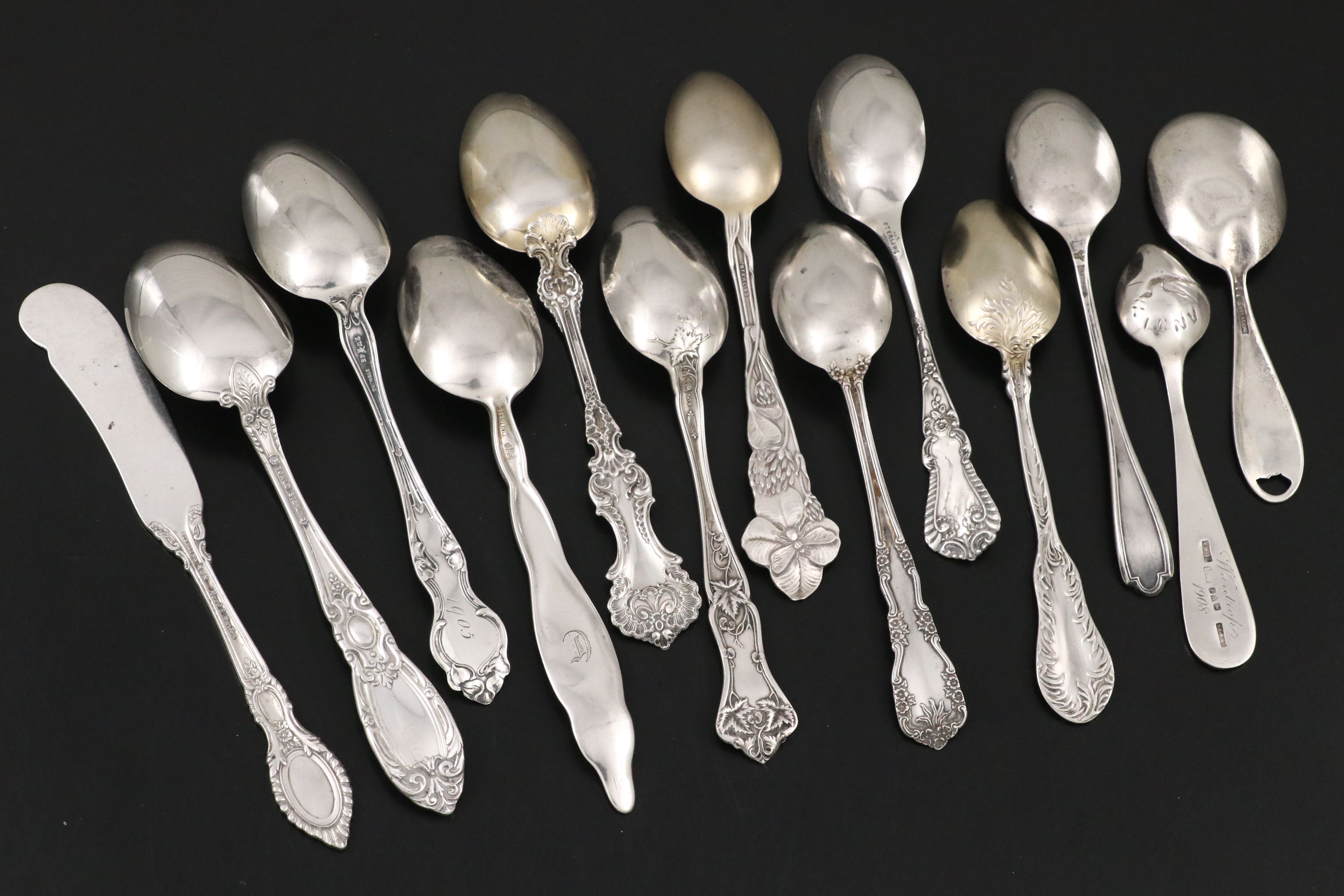 R. Wallace & Sons with Other Sterling Silver Souvenir Spoons and Flatware