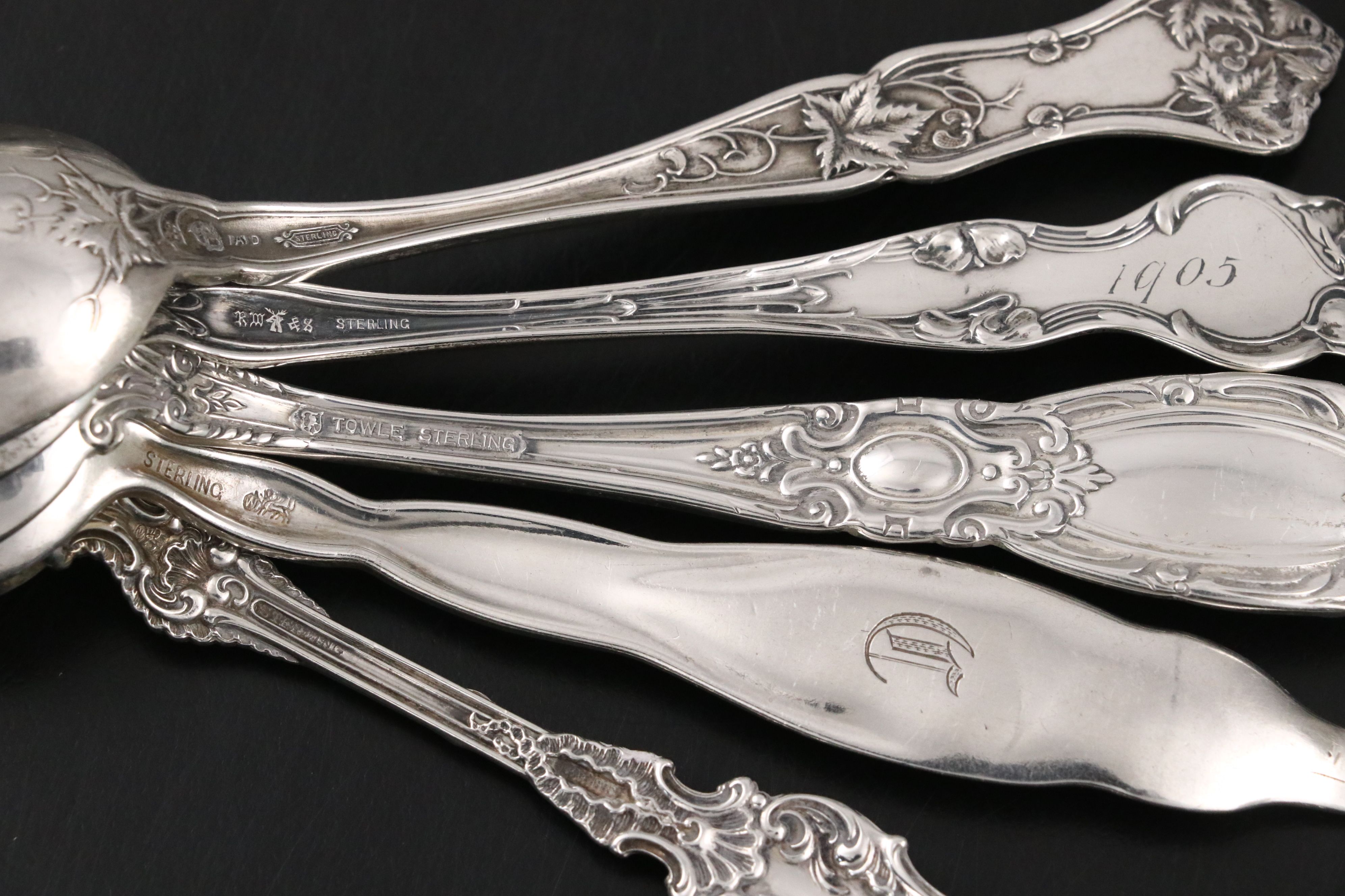 R. Wallace & Sons with Other Sterling Silver Souvenir Spoons and Flatware