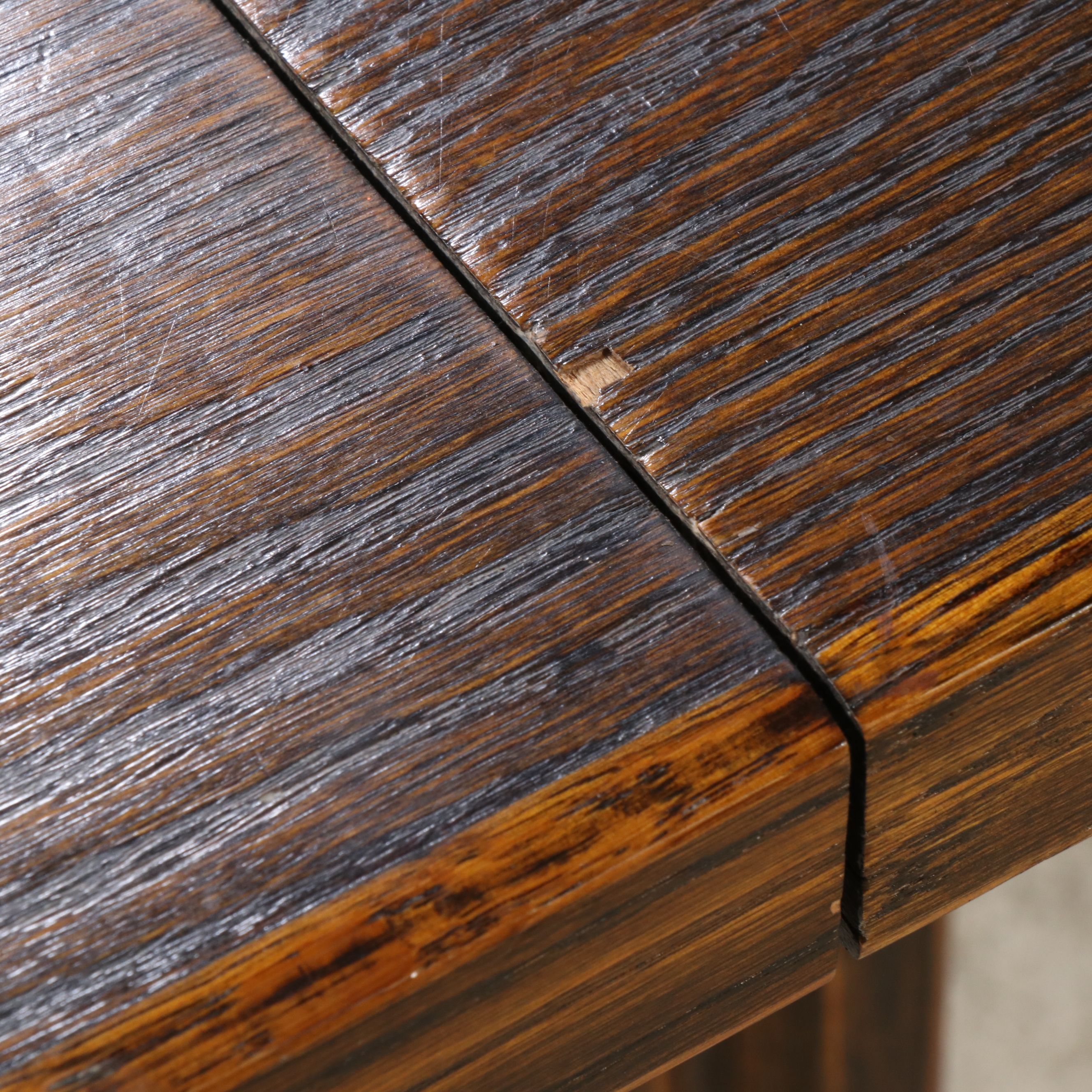 Gothic Style Carved Oak Trestle Dining Table, 20th Century