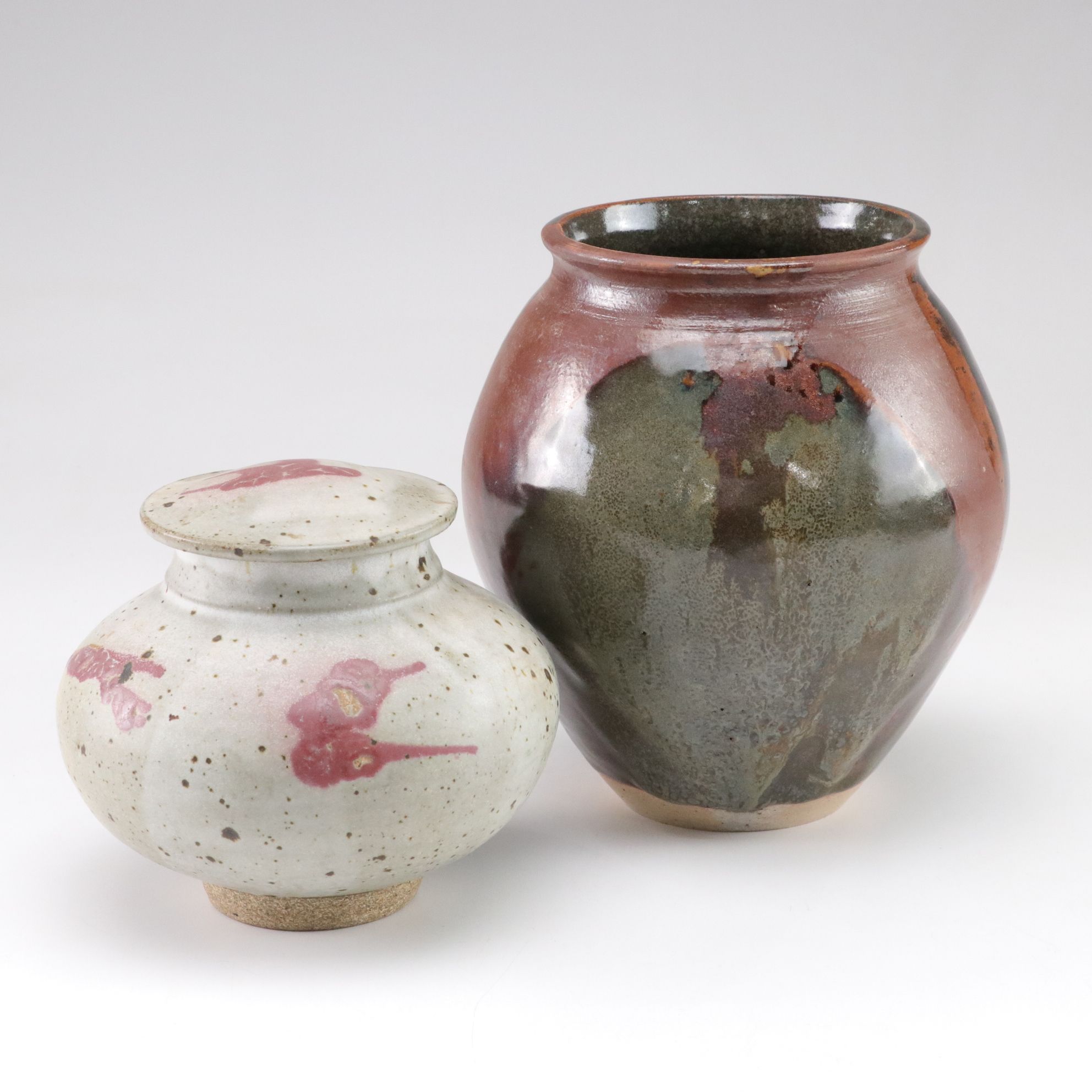 Gapinski Hand Thrown Drip Glaze Vase with Studio Art Pottery Stoneware Jar