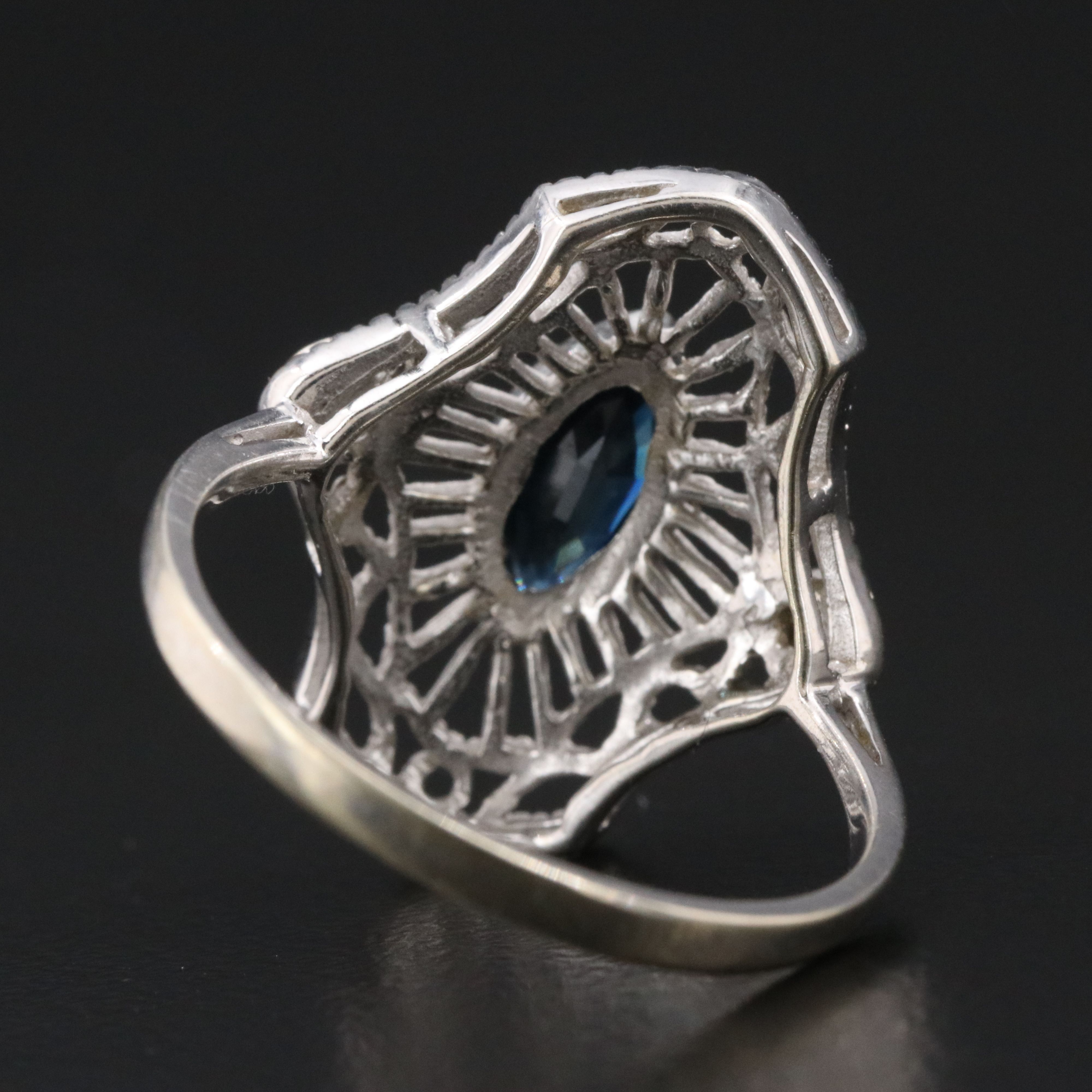 14K Sapphire and Diamond Filigree Ring