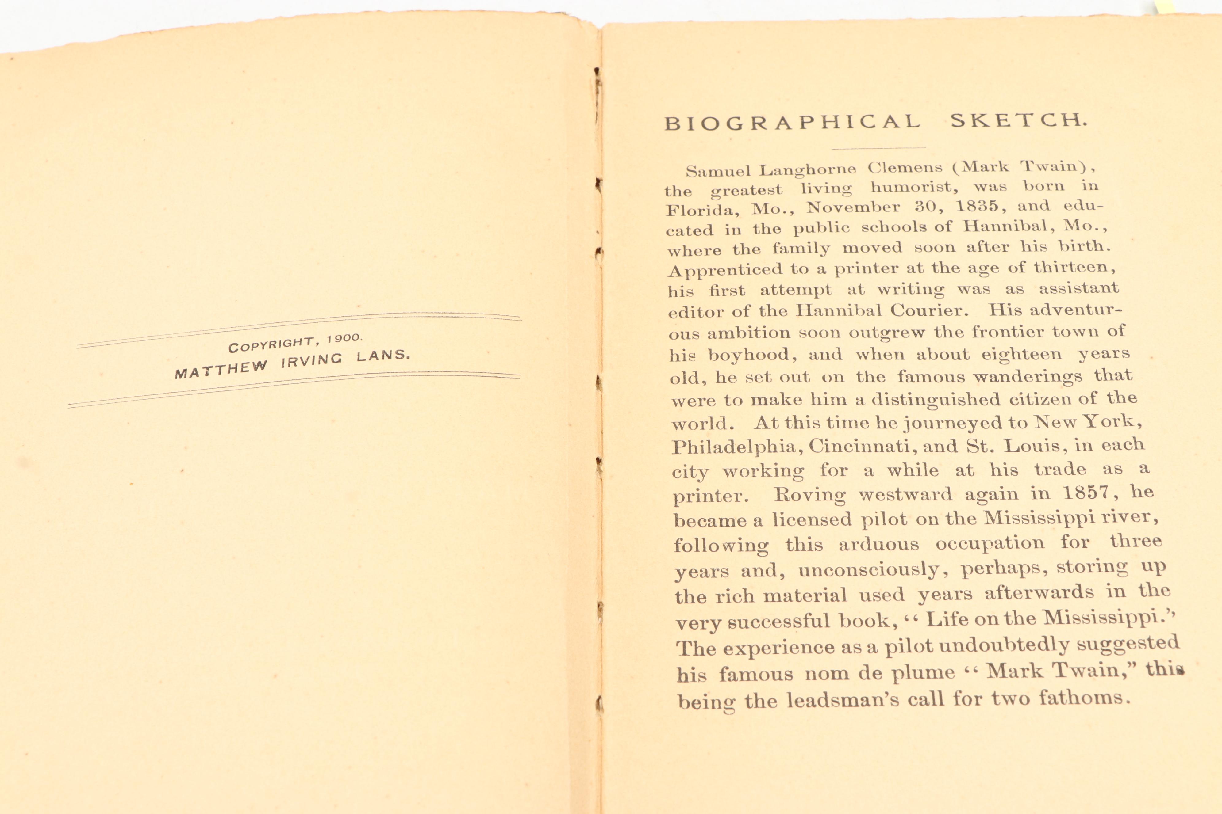 First Edition, Second State "English As She Is Taught" by Mark Twain, 1900