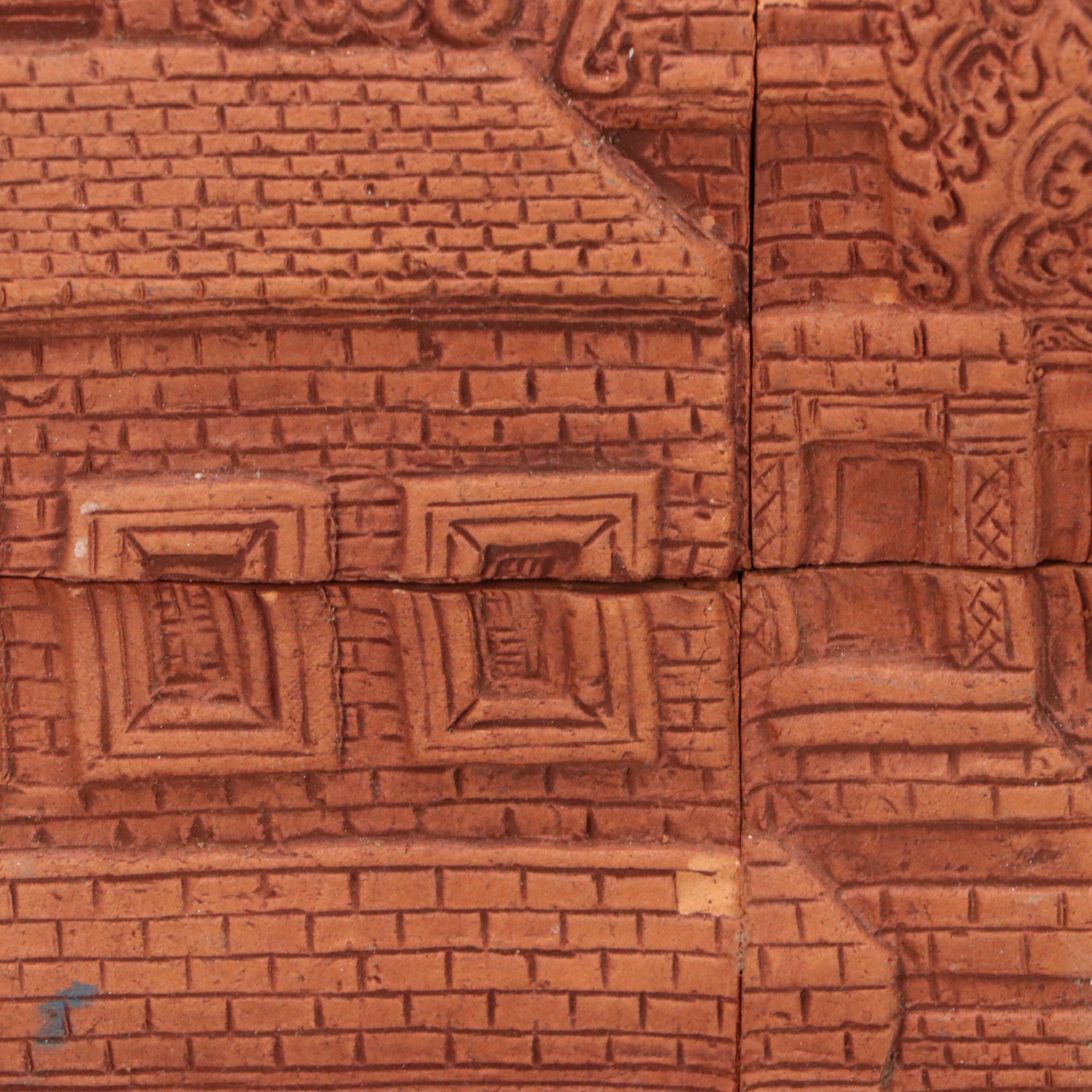 Cambodian Angkor Wat Promenade Scene Terracotta Tile Art