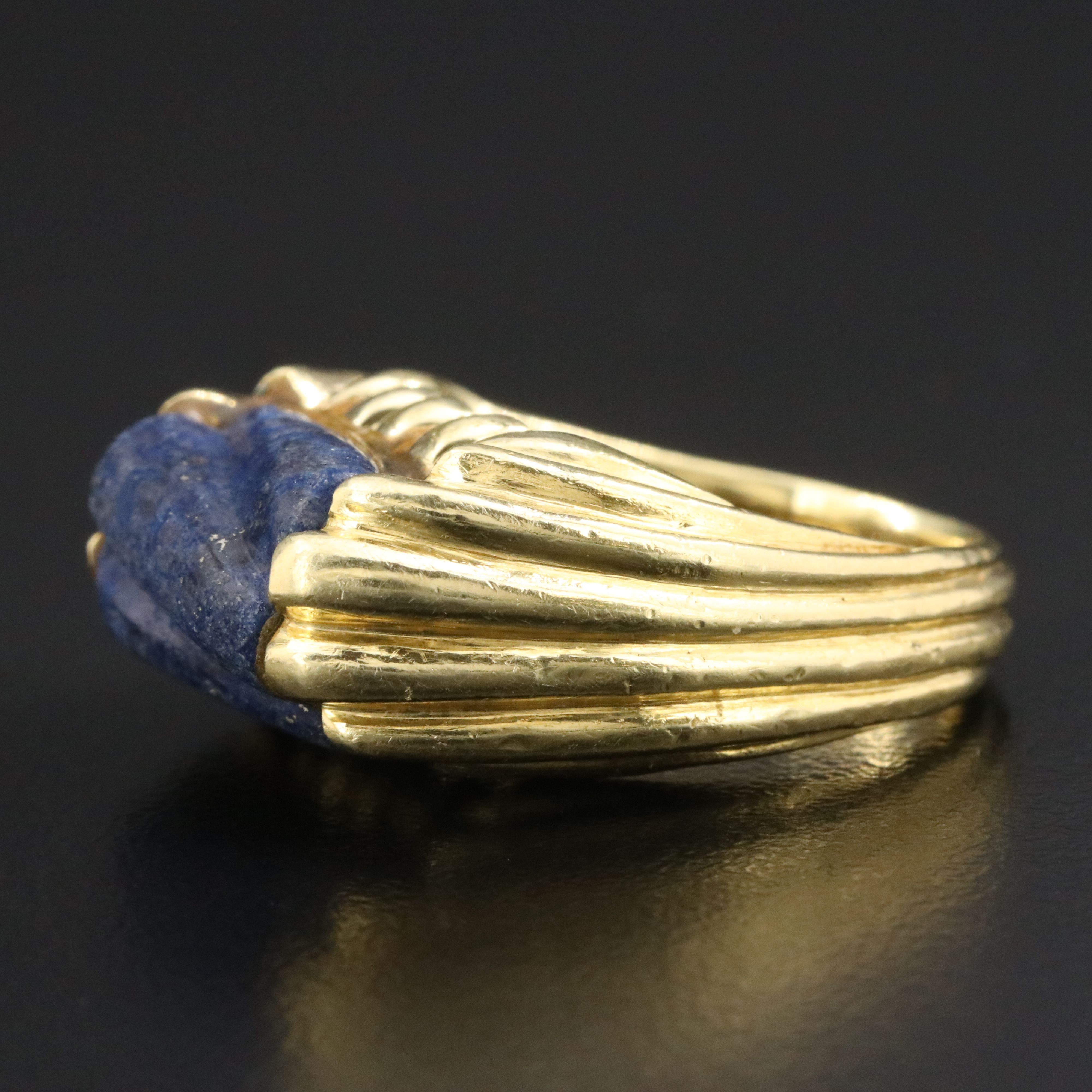 18K Carved Lapis Lazuli Ring
