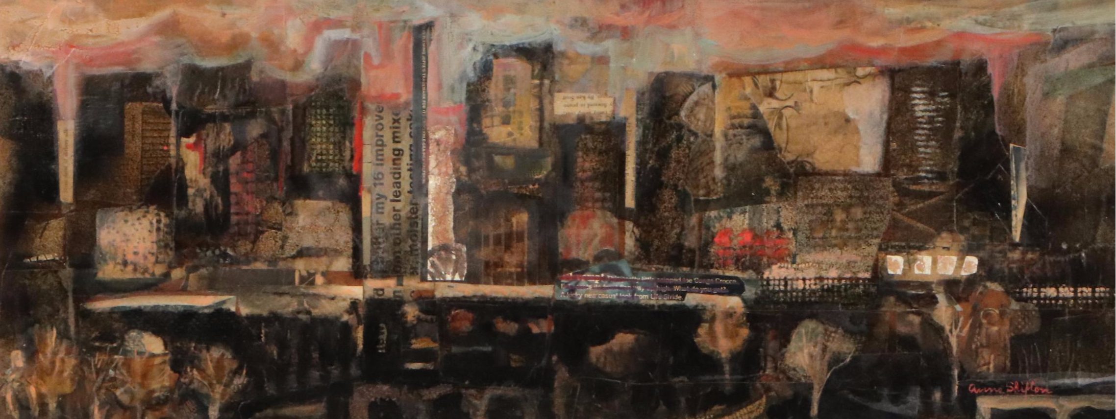Anne Shifton Abstract New York City Landscape Mixed Media Painting