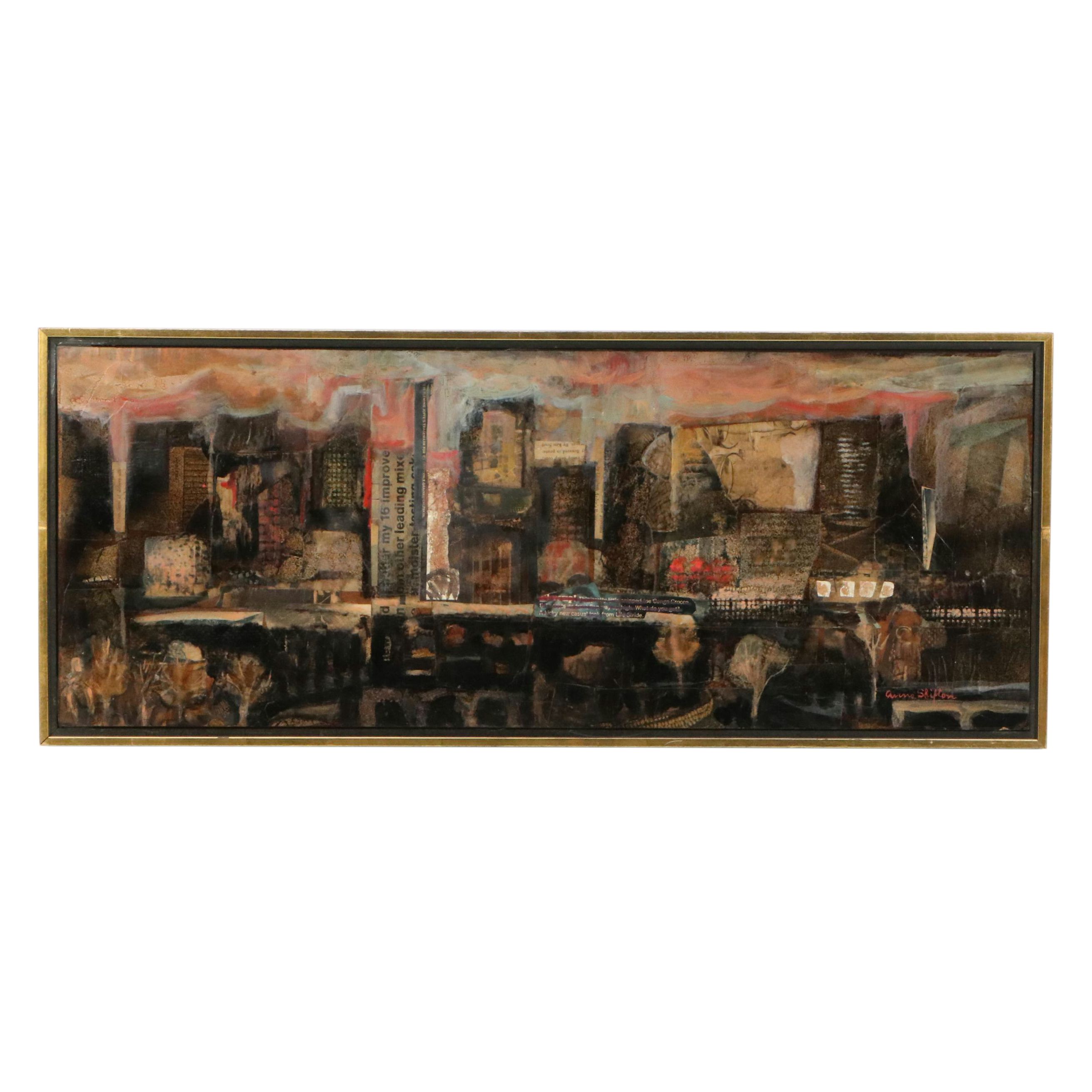 Anne Shifton Abstract New York City Landscape Mixed Media Painting