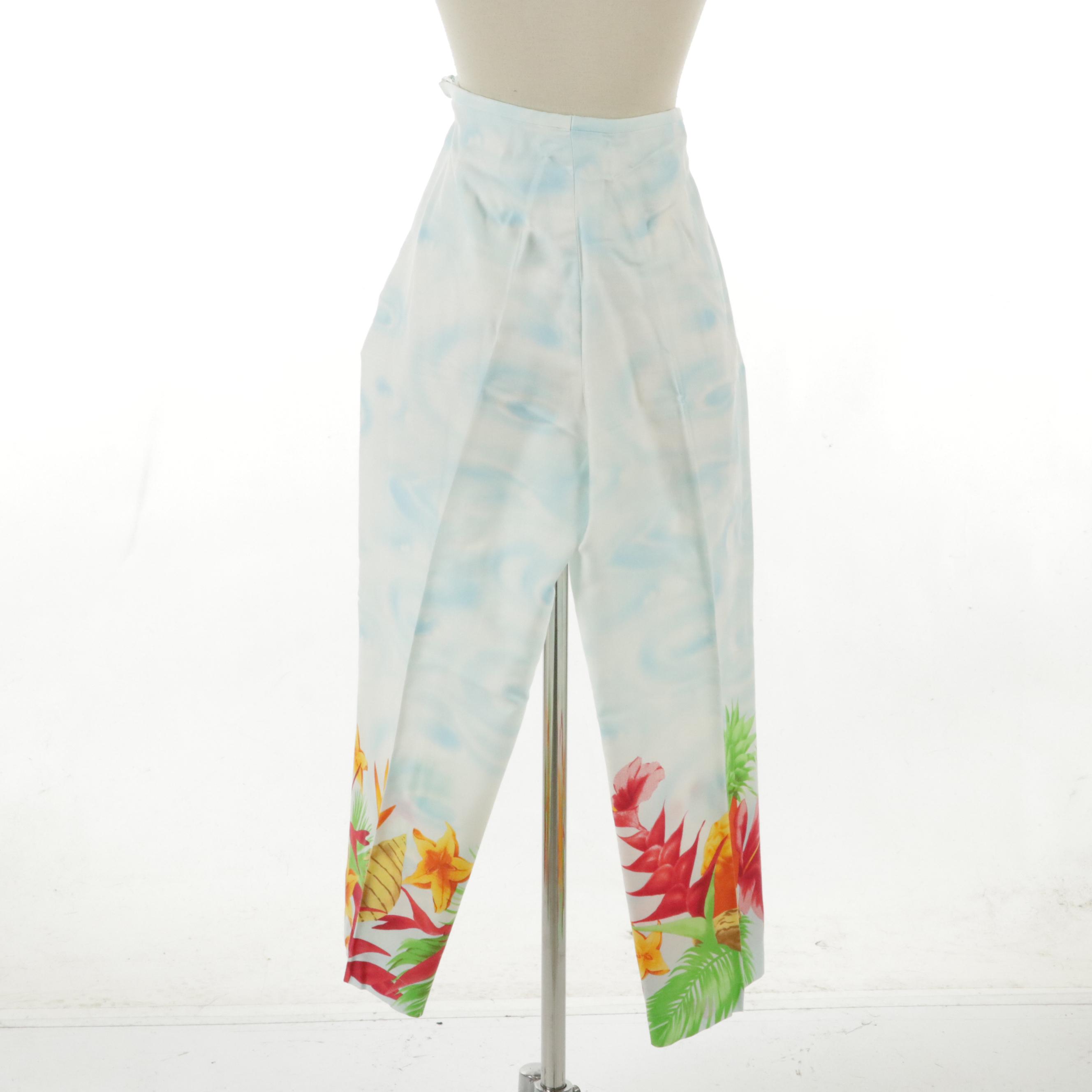 ETRO Printed Top and Escada Tropical Print Cotton Drawstring Pants with Tags