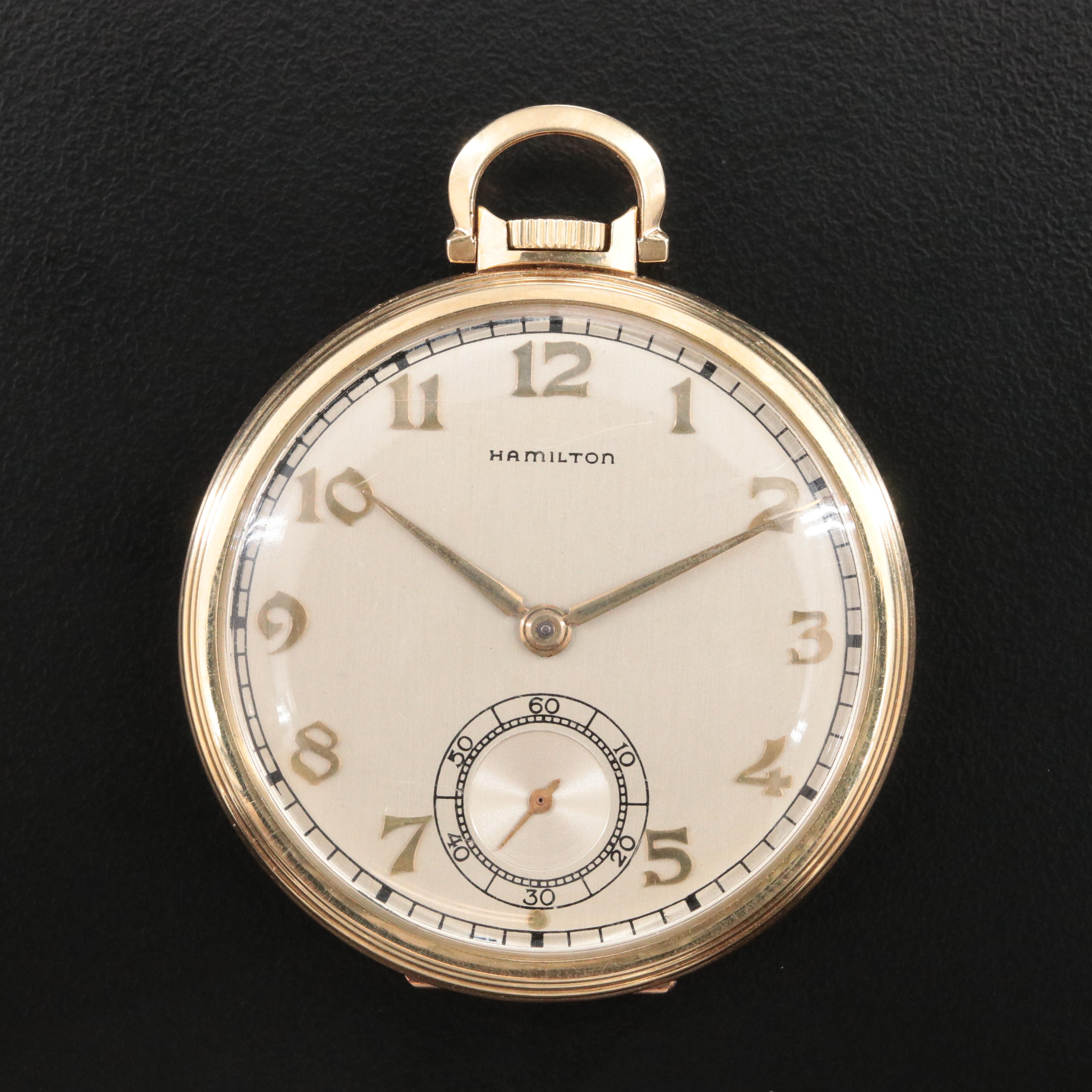Hamilton Art Deco Style 14K Gold-Filled Pocket Watch