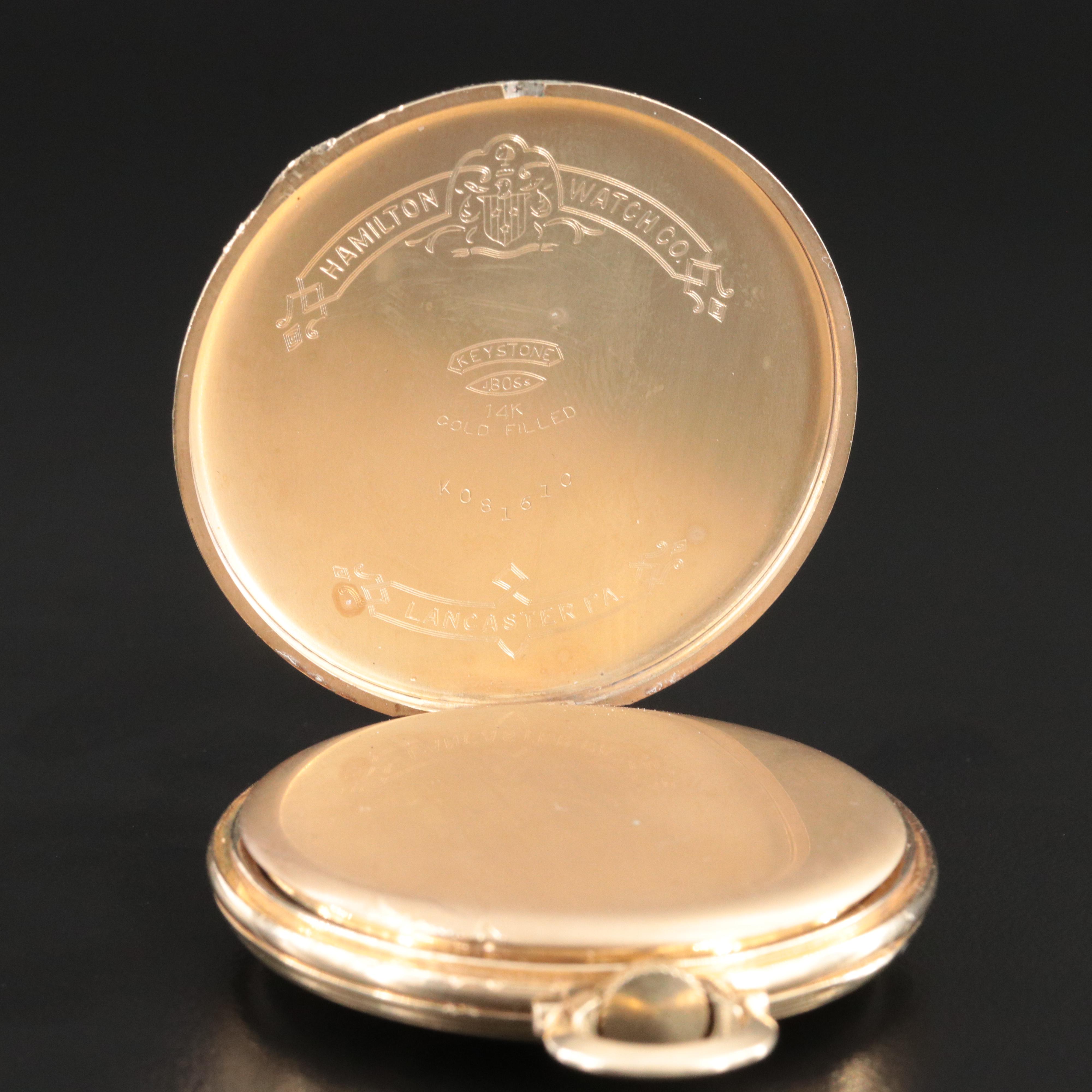 Hamilton Art Deco Style 14K Gold-Filled Pocket Watch