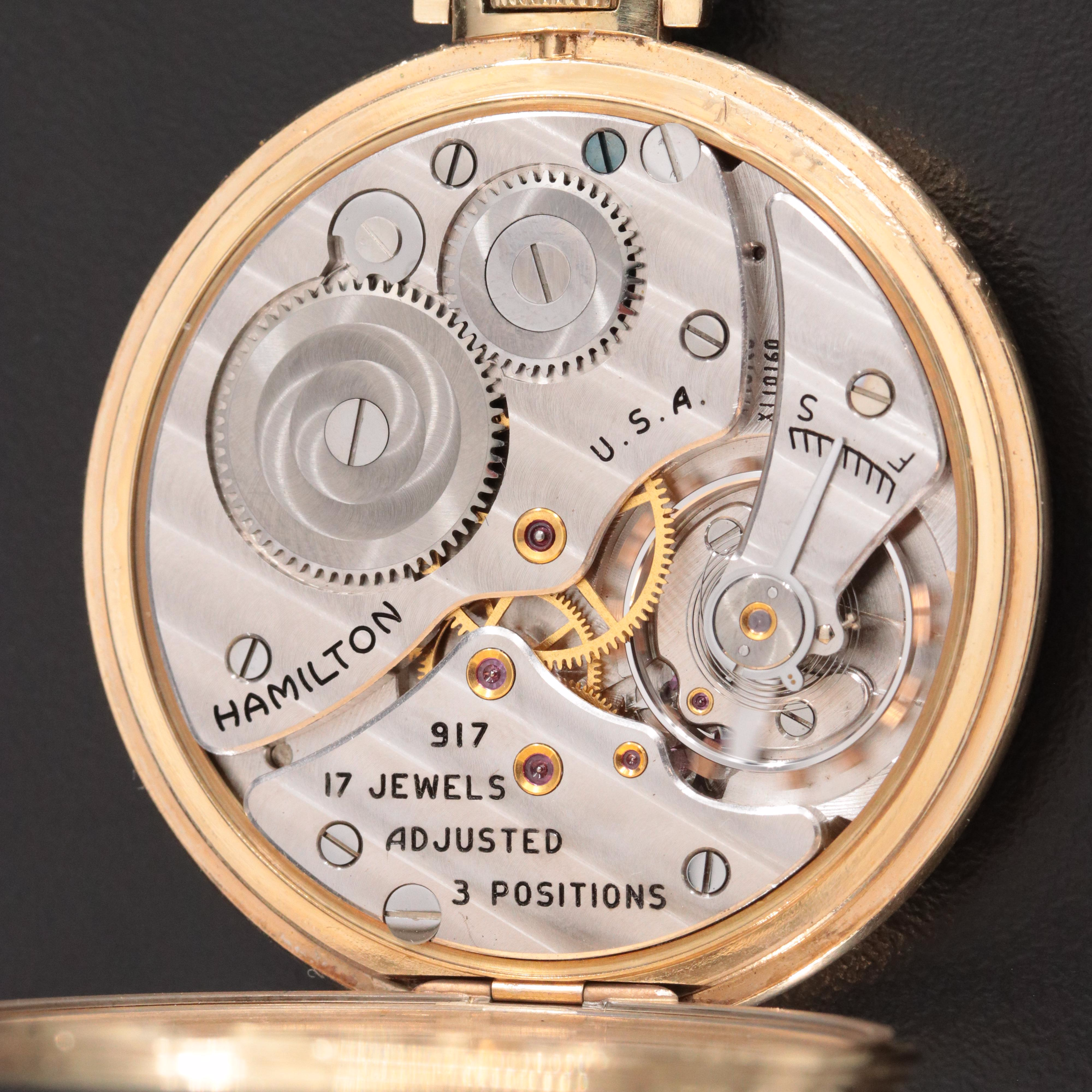 Hamilton Art Deco Style 14K Gold-Filled Pocket Watch