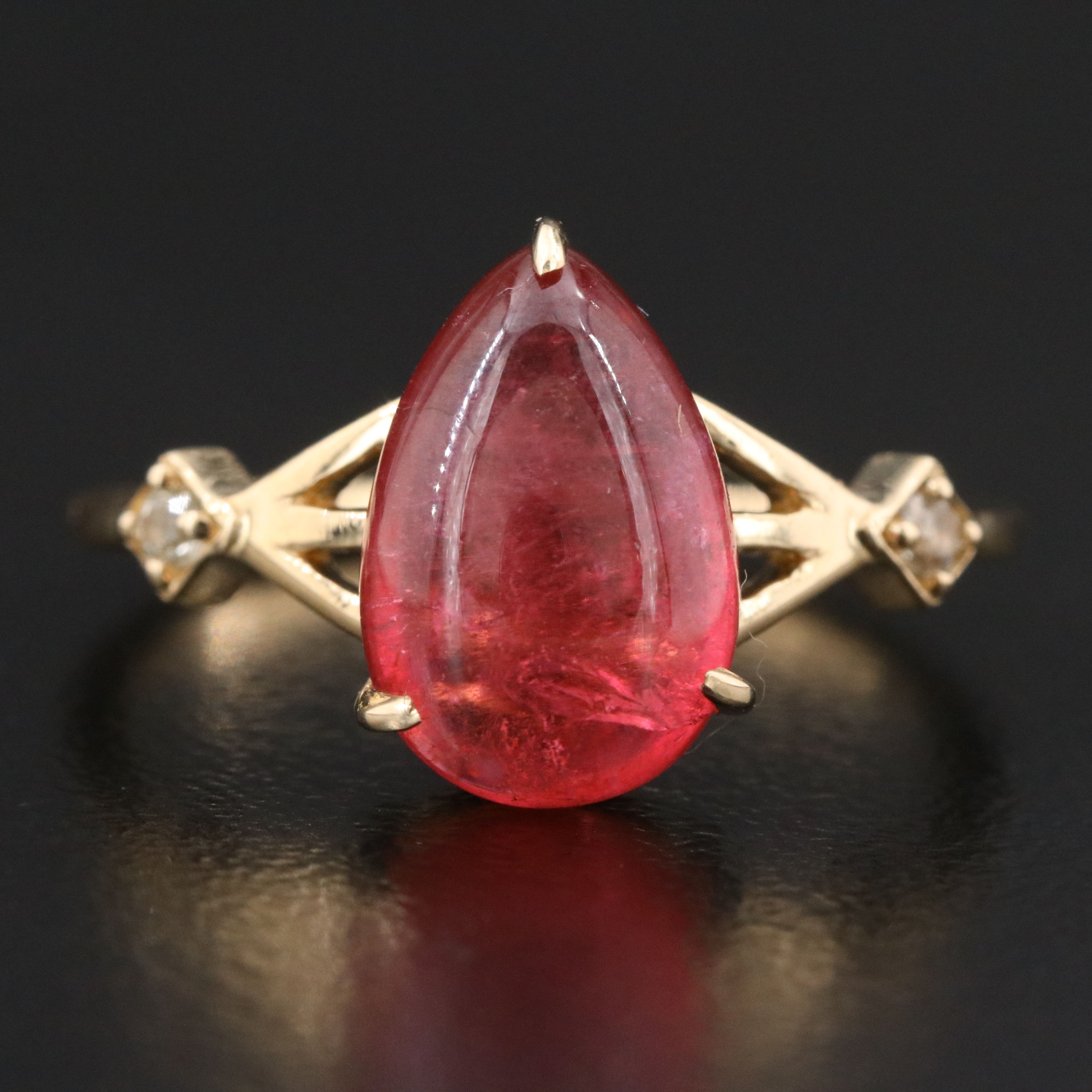 14K Tourmaline and White Sapphire Ring