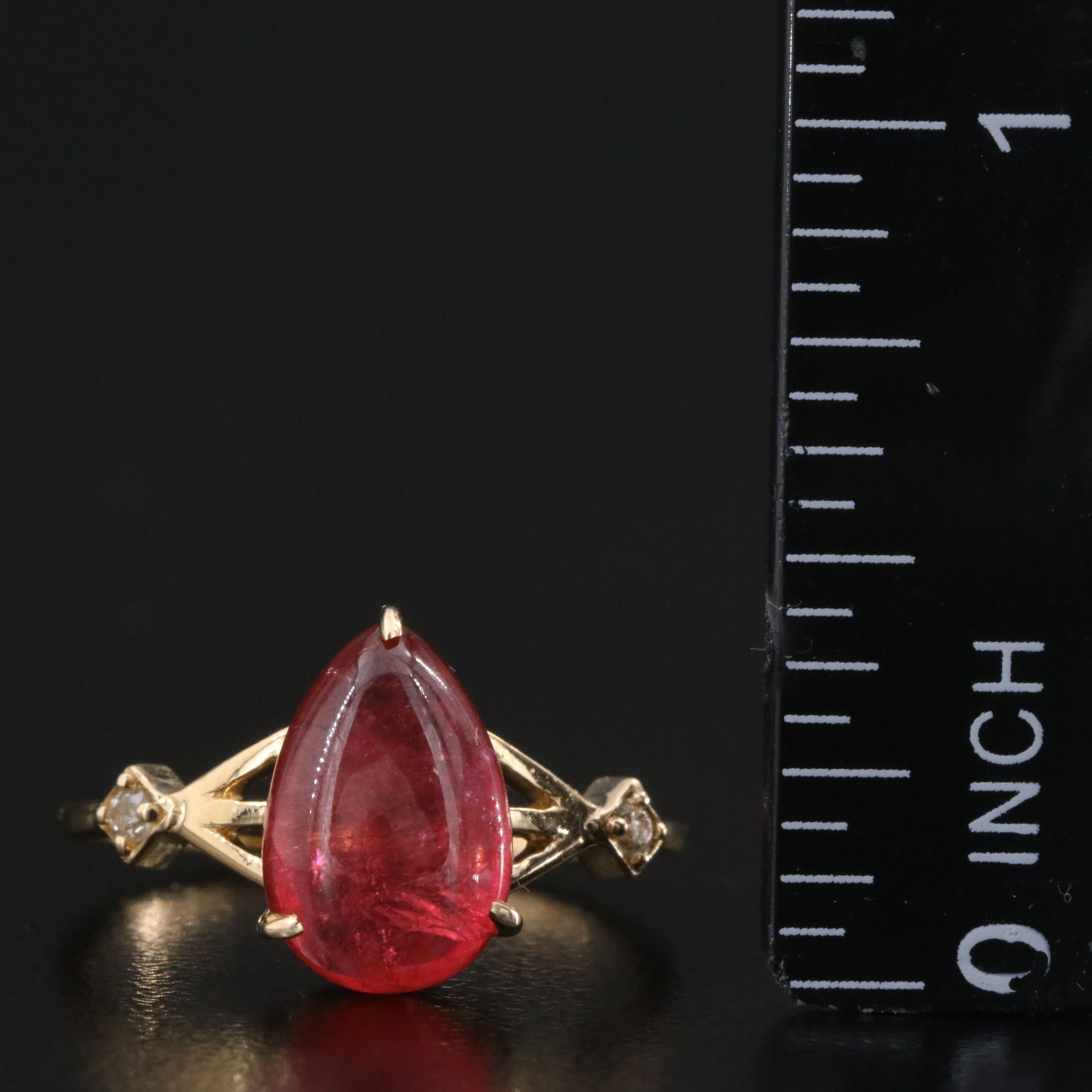 14K Tourmaline and White Sapphire Ring